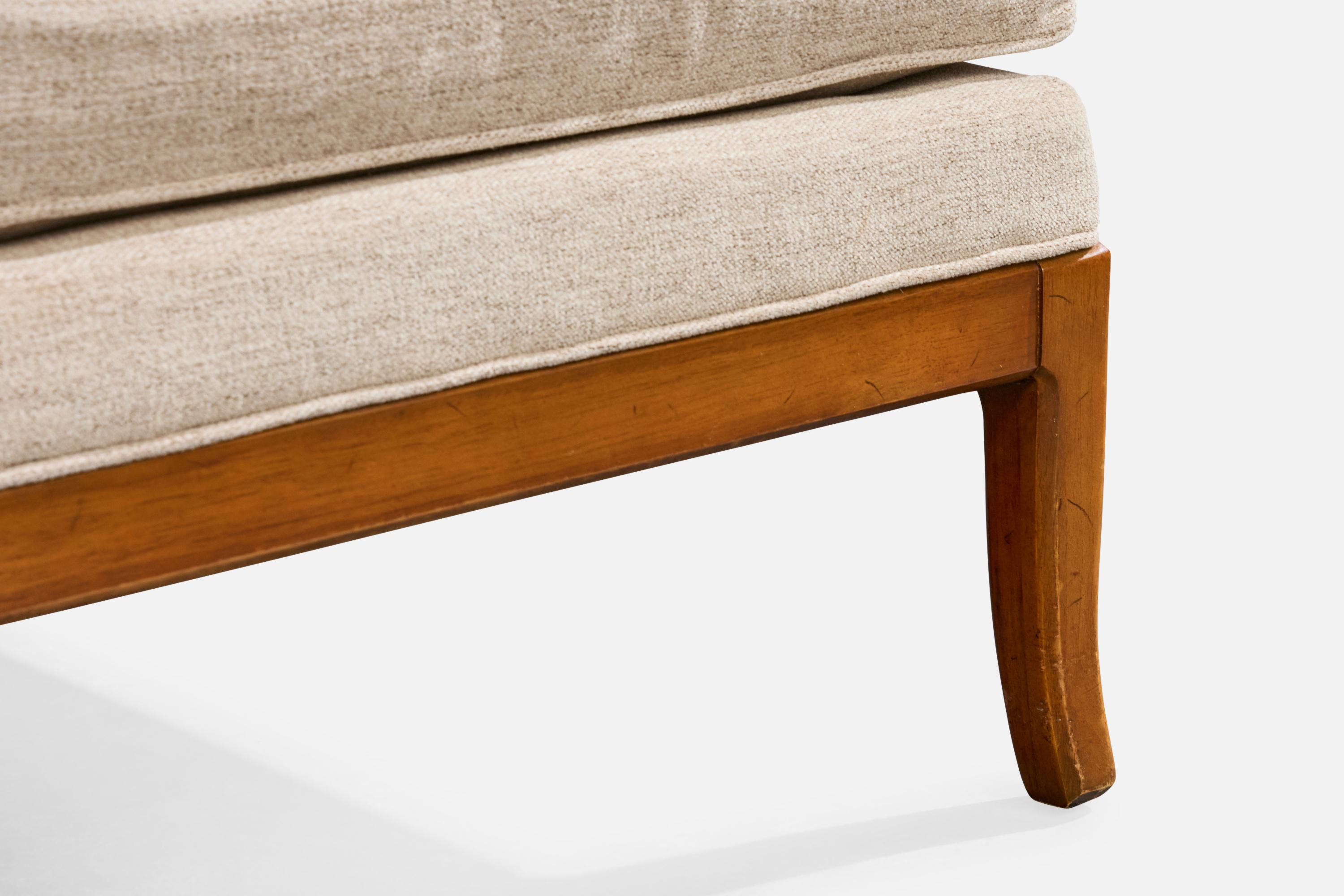 Américain Designer américain, chaise longue, noyer, tissu, États-Unis, années 1950 en vente