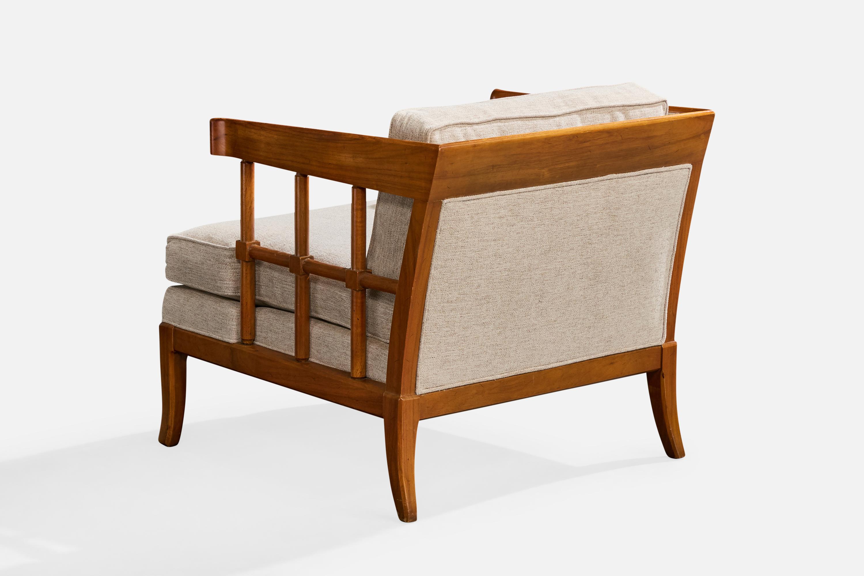 Tissu Designer américain, chaise longue, noyer, tissu, États-Unis, années 1950 en vente