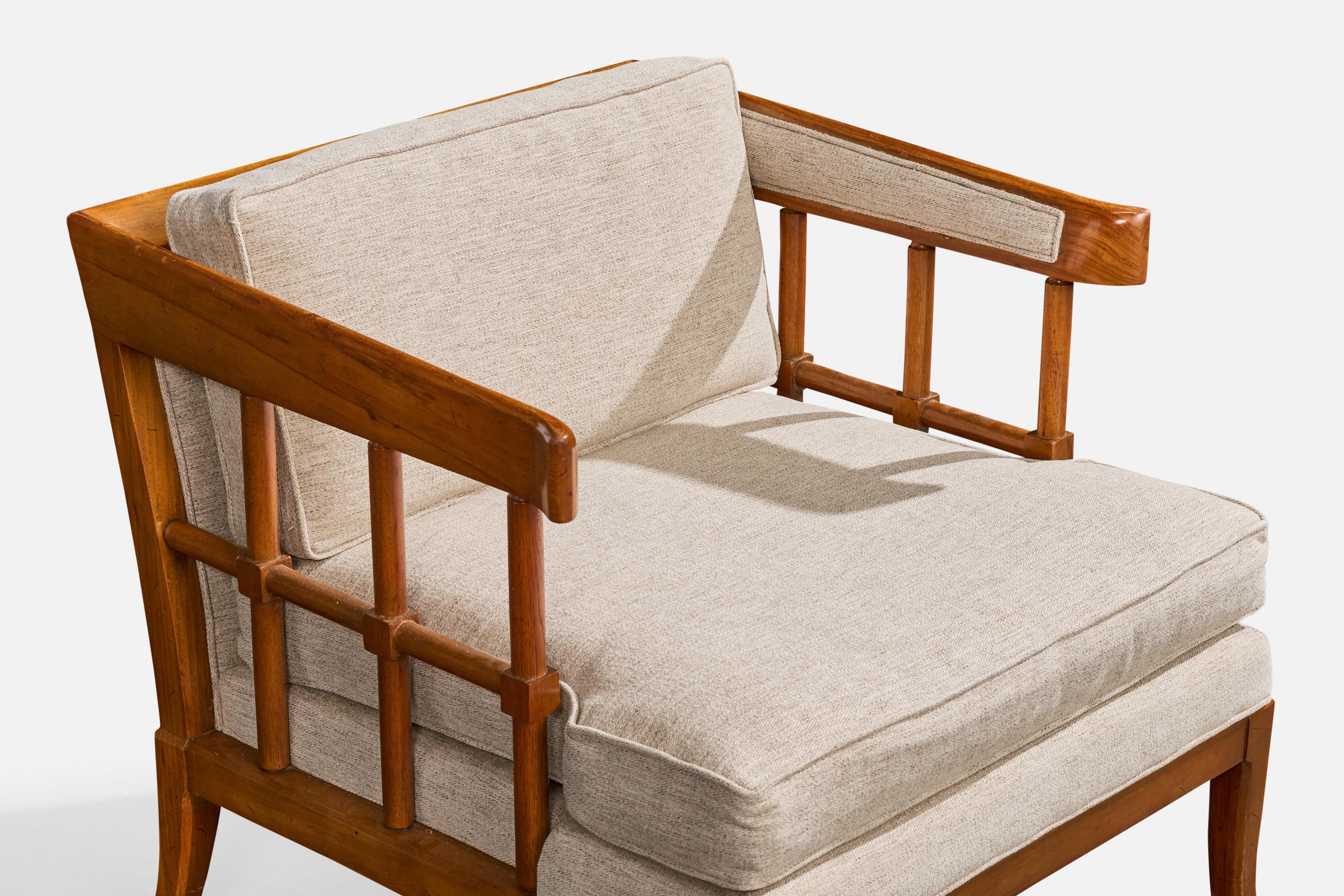 Designer américain, chaise longue, noyer, tissu, États-Unis, années 1950 en vente 2