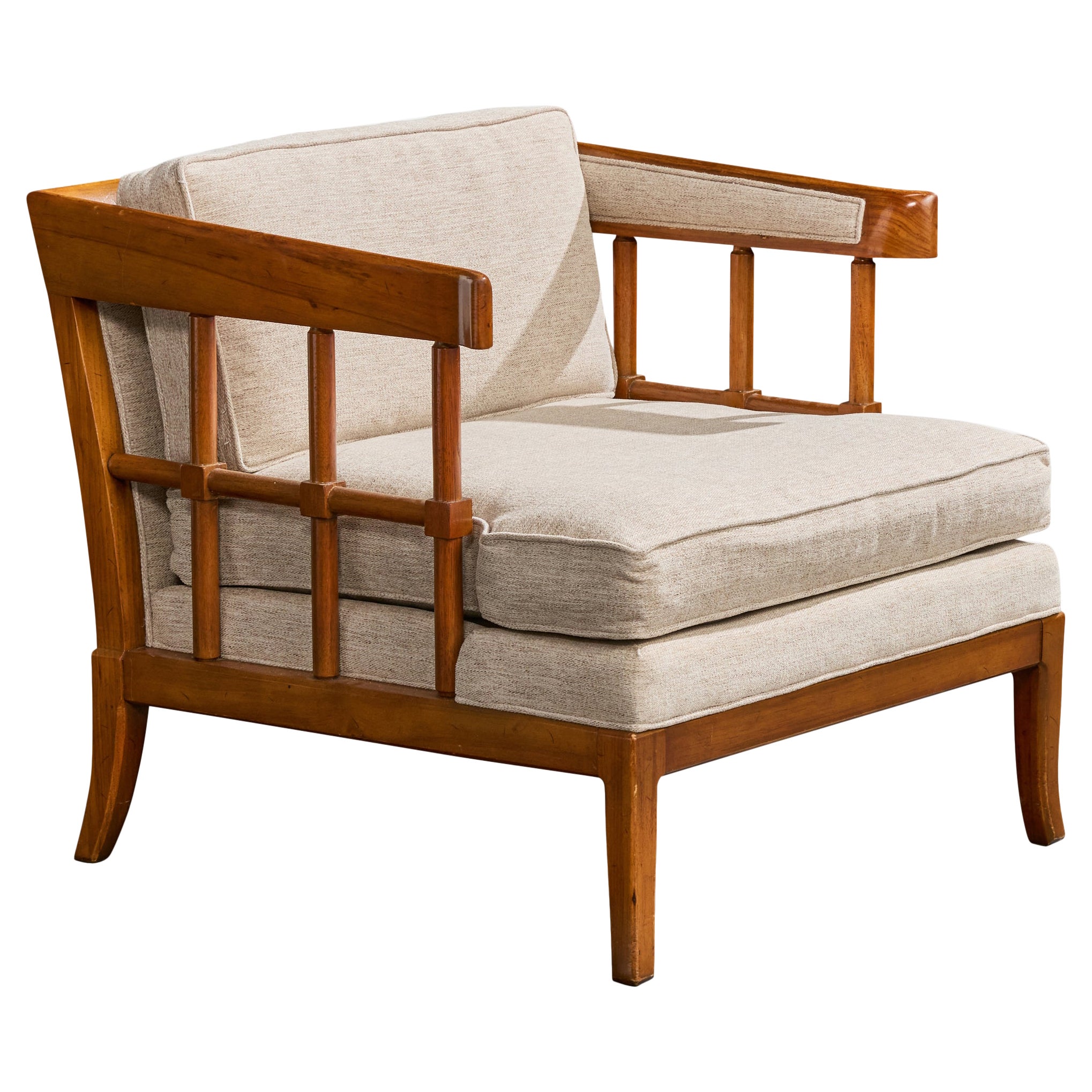 Designer américain, chaise longue, noyer, tissu, États-Unis, années 1950