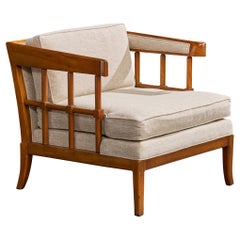 Designer américain, chaise longue, noyer, tissu, États-Unis, années 1950