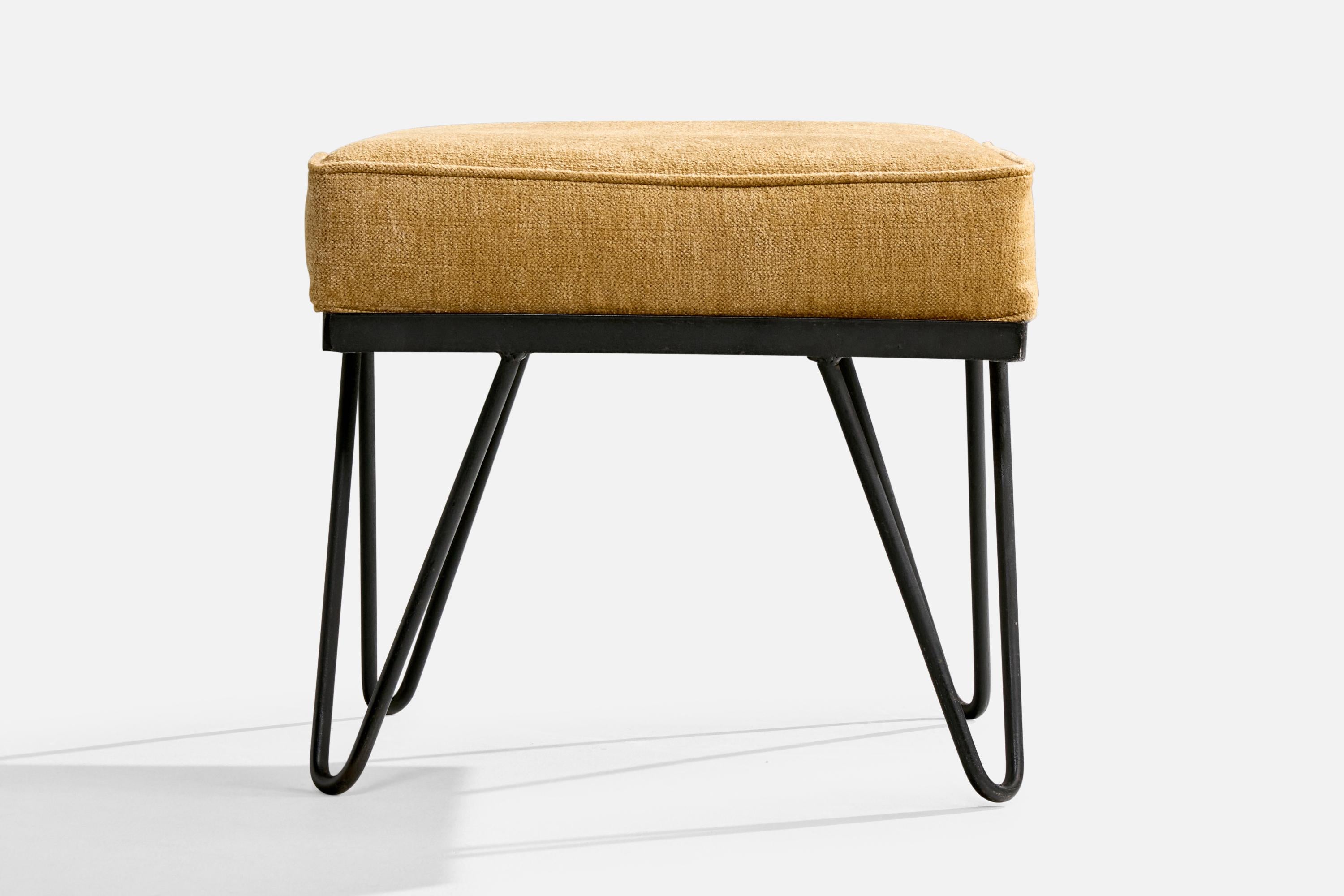 American Designer, Lounge Chair with Ottoman, Iron, Wood, Velvet, USA, 1950s For Sale 10