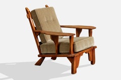 Amerikanischer Designer, Loungesessel mit Fußhocker, Holz, Samt, USA, 1950er Jahre