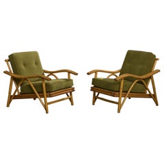 American Designer, Lounge Chairs, Bamboo, Fabric, USA, 1950s