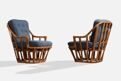 Designer americano, Sedie da salotto, Bambù, Rattan, Tessuto, USA, anni '1950
