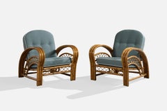 Designer americano, Sedie da salotto, Bambù, Rattan, Tessuto, USA, anni '1950