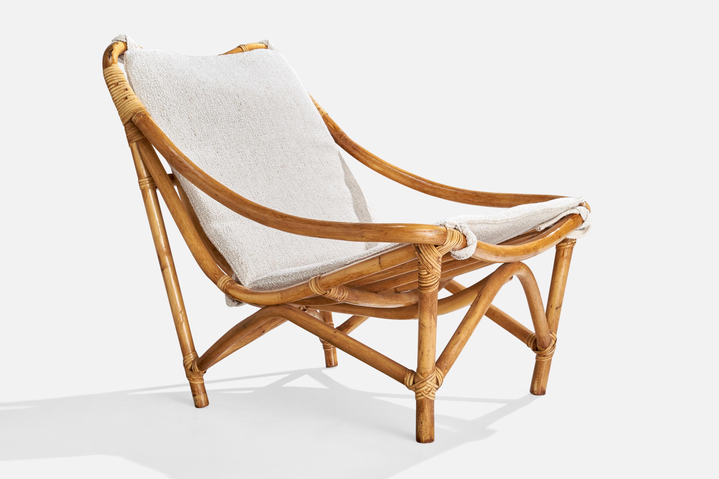 Design/One, chaises longues, bambou, rotin, tissu, USA, années 1950 Bon état à High Point, NC