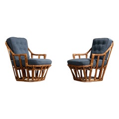 Designer americano, Sedie da salotto, Bambù, Rattan, Tessuto, USA, anni '1950