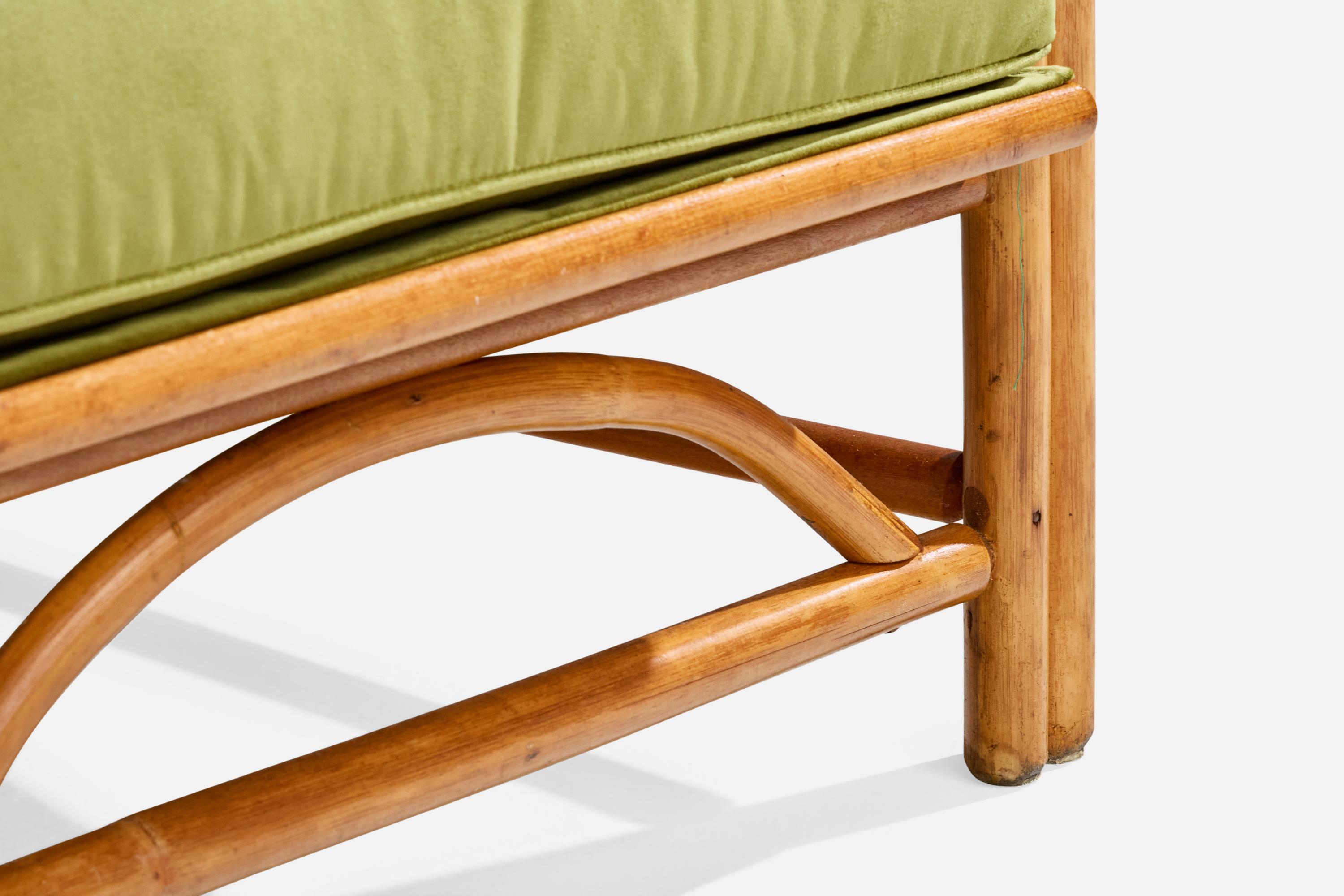 Amerikanischer Designer, Lounge Chairs, Bambus, Samt, USA, 1950er Jahre im Zustand „Gut“ im Angebot in High Point, NC