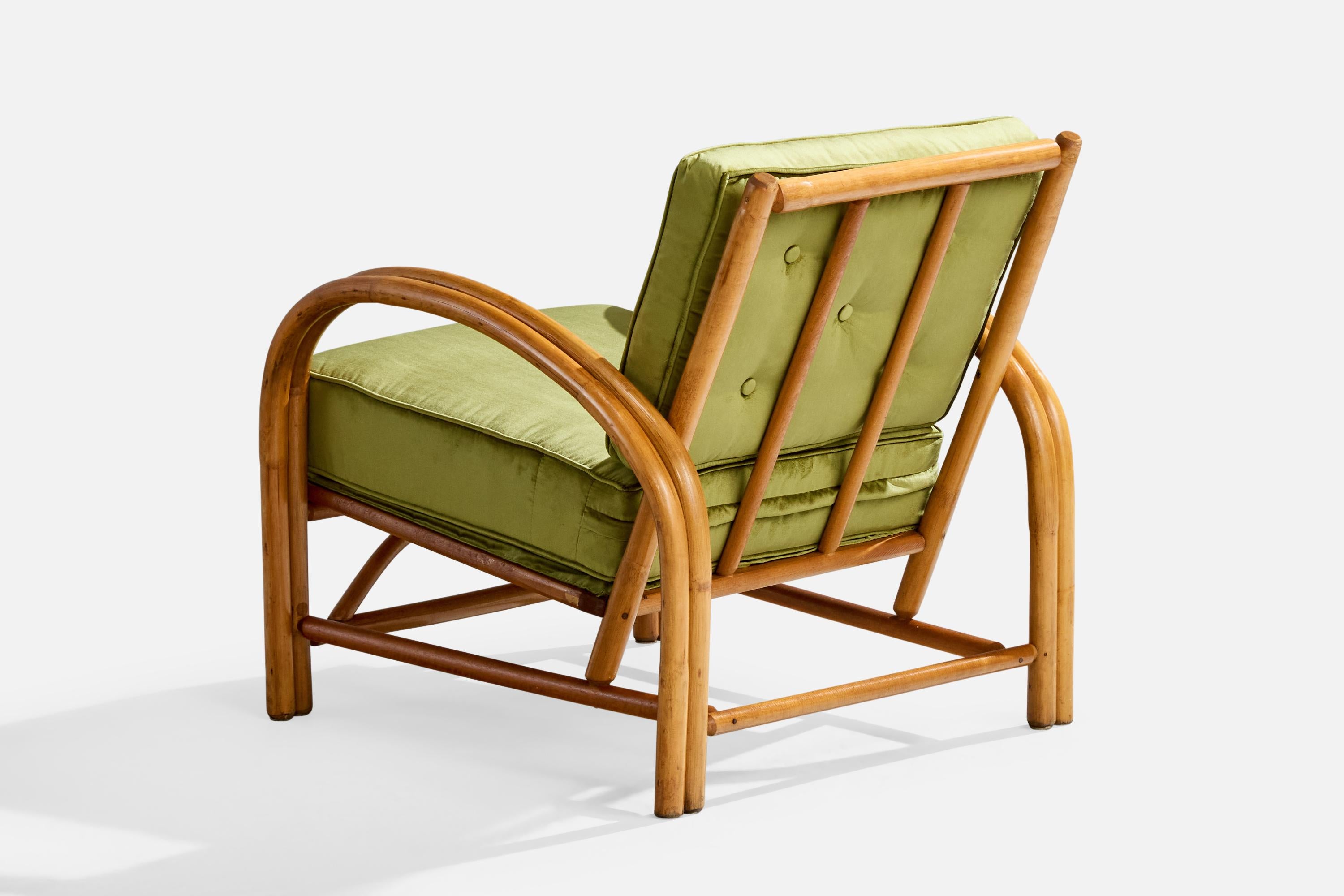 Amerikanischer Designer, Lounge Chairs, Bambus, Samt, USA, 1950er Jahre im Angebot 3