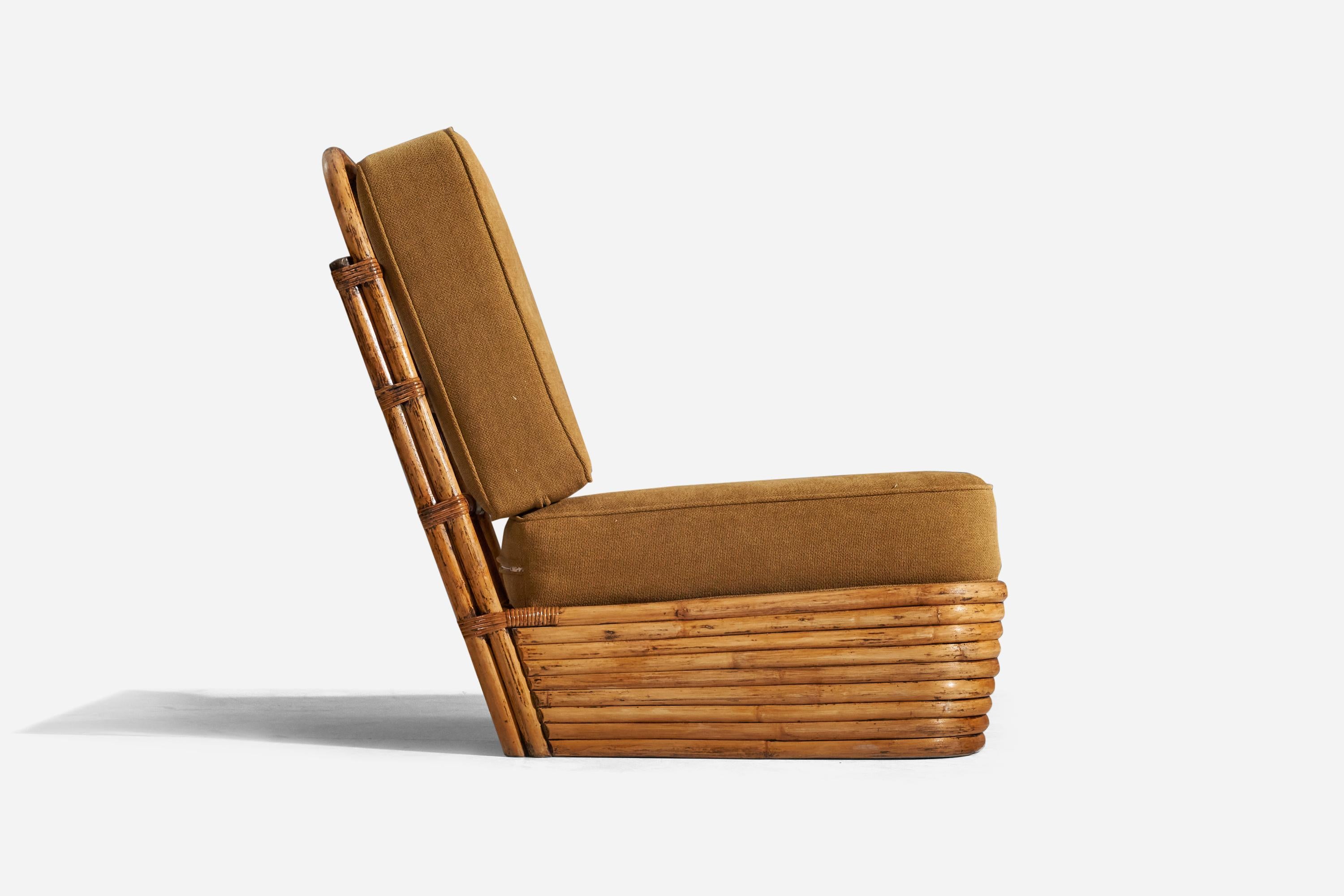 American Designer, Lounge Chairs, Bamboo, Yellow Fabric, USA, 1960s 1