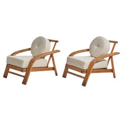 American Designer, Lounge Chairs, Fabric, Bamboo, United States, 1950s