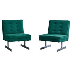 Amerikanischer Designer, Loungesessel, Stoff, Chrom, USA, 1970er Jahre