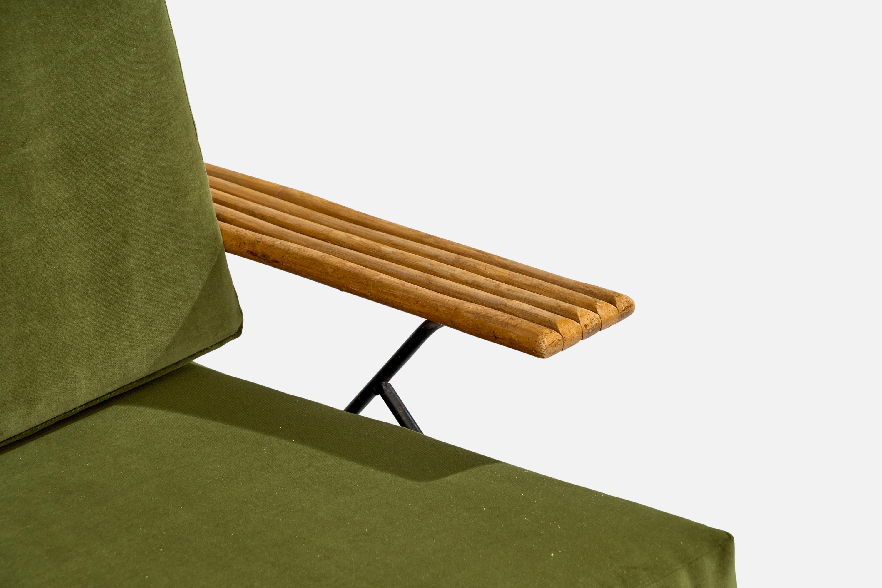 American Designer, Lounge Chairs, Iron, Bamboo, Velvet, USA, 1950s 6