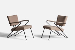 Amerikanische Designerin, Loungesessel, Eisen, Stoff, USA, 1950er Jahre