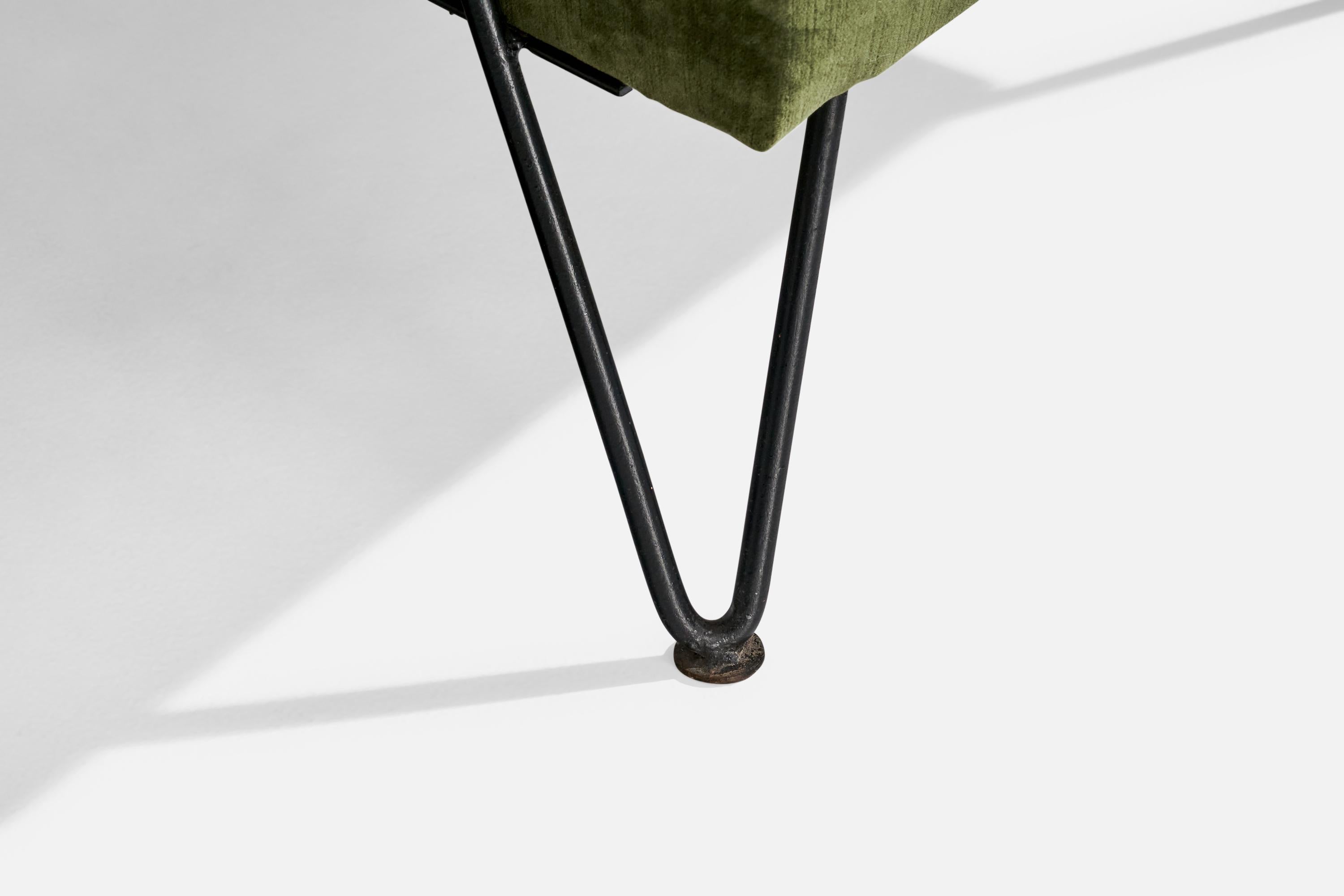 American Designer, Lounge Chairs, Iron, Velvet, USA, 1950s For Sale 7