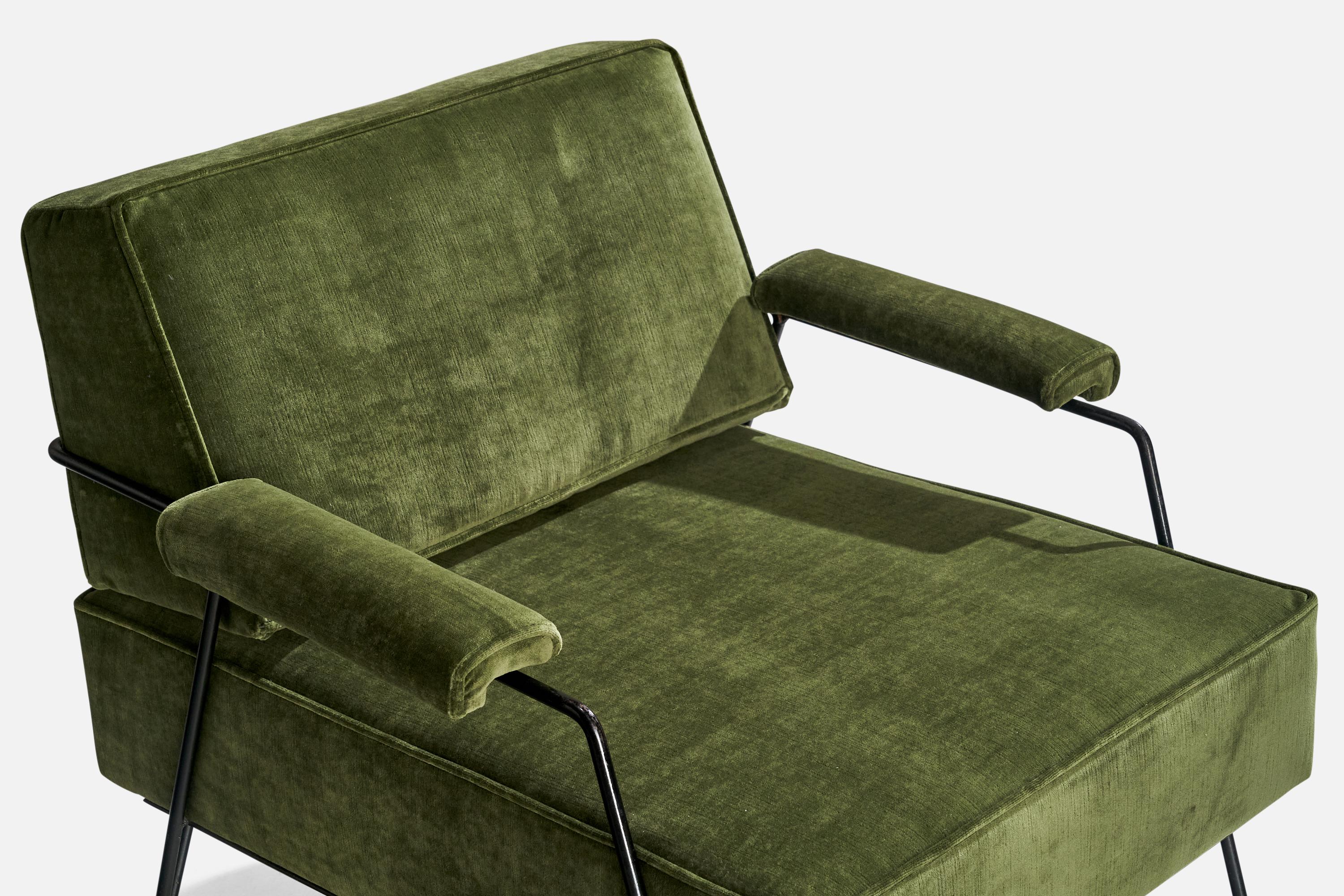 American Designer, Lounge Chairs, Iron, Velvet, USA, 1950s For Sale 10