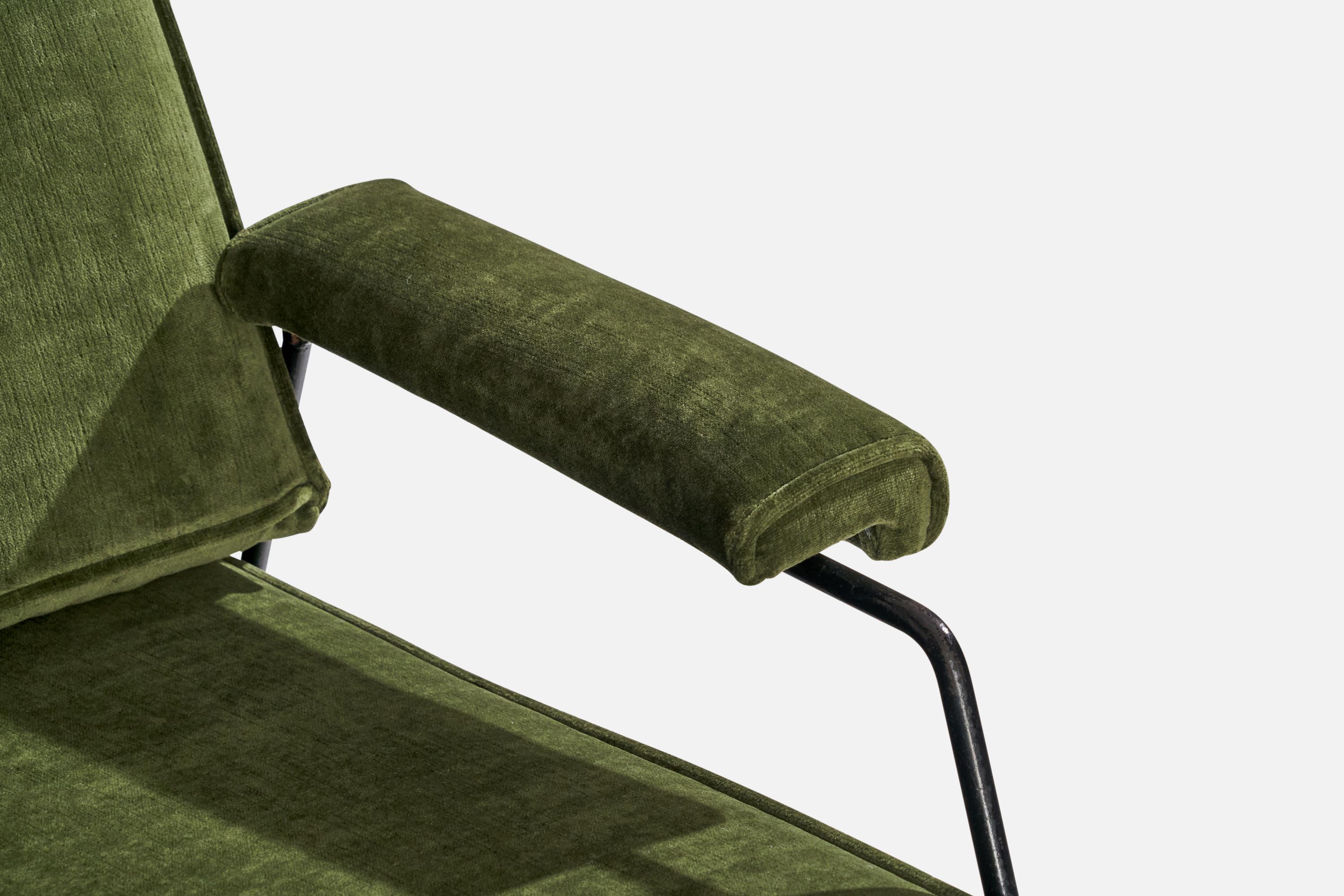American Designer, Lounge Chairs, Iron, Velvet, USA, 1950s For Sale 3