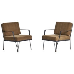 American Design/One, Chaises longues, métal, laiton, velours, USA, années 1950