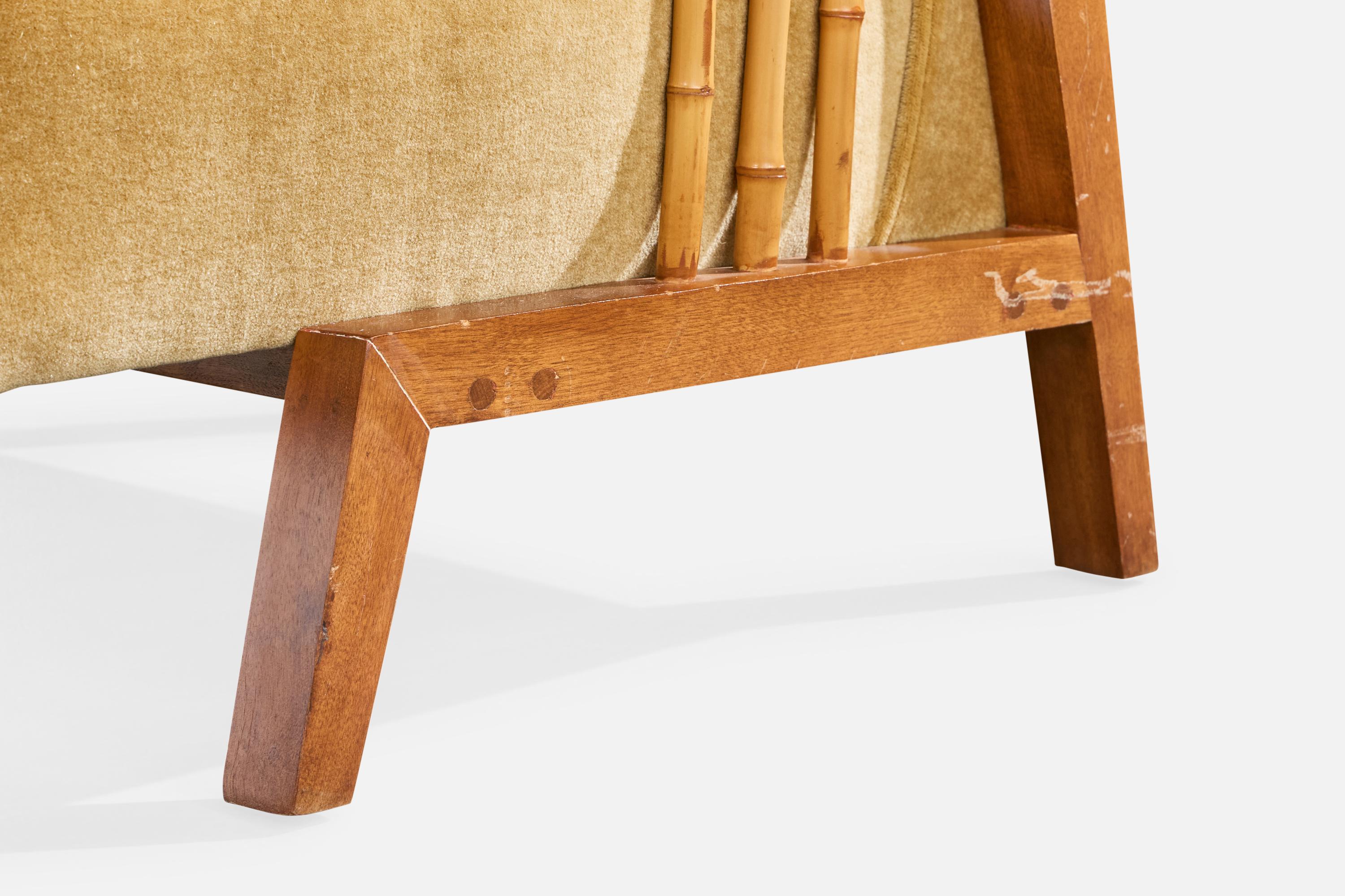 Diseñador americano, Sillas de salón, Madera, Bambú, Terciopelo, EE.UU., Años 50 en venta 7