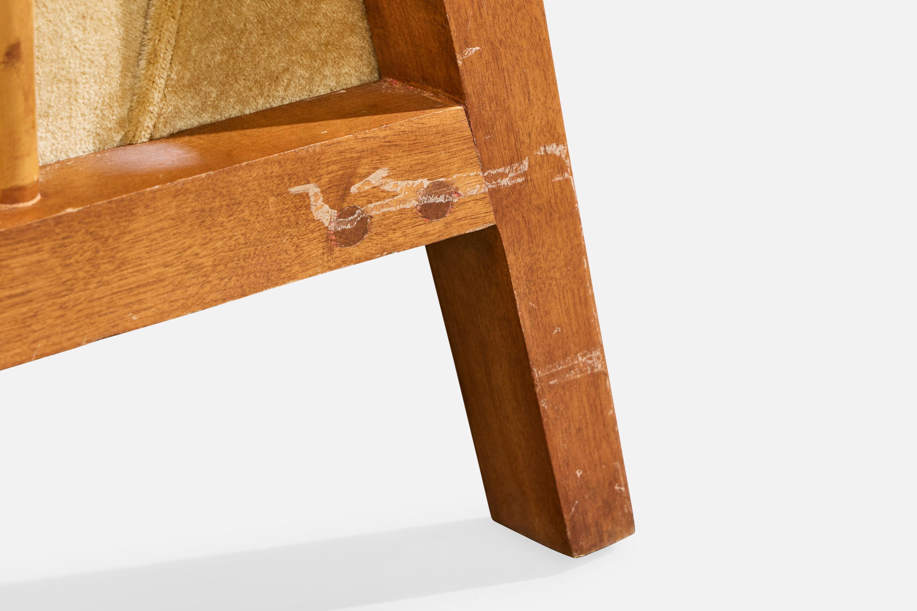 Diseñador americano, Sillas de salón, Madera, Bambú, Terciopelo, EE.UU., Años 50 en venta 8