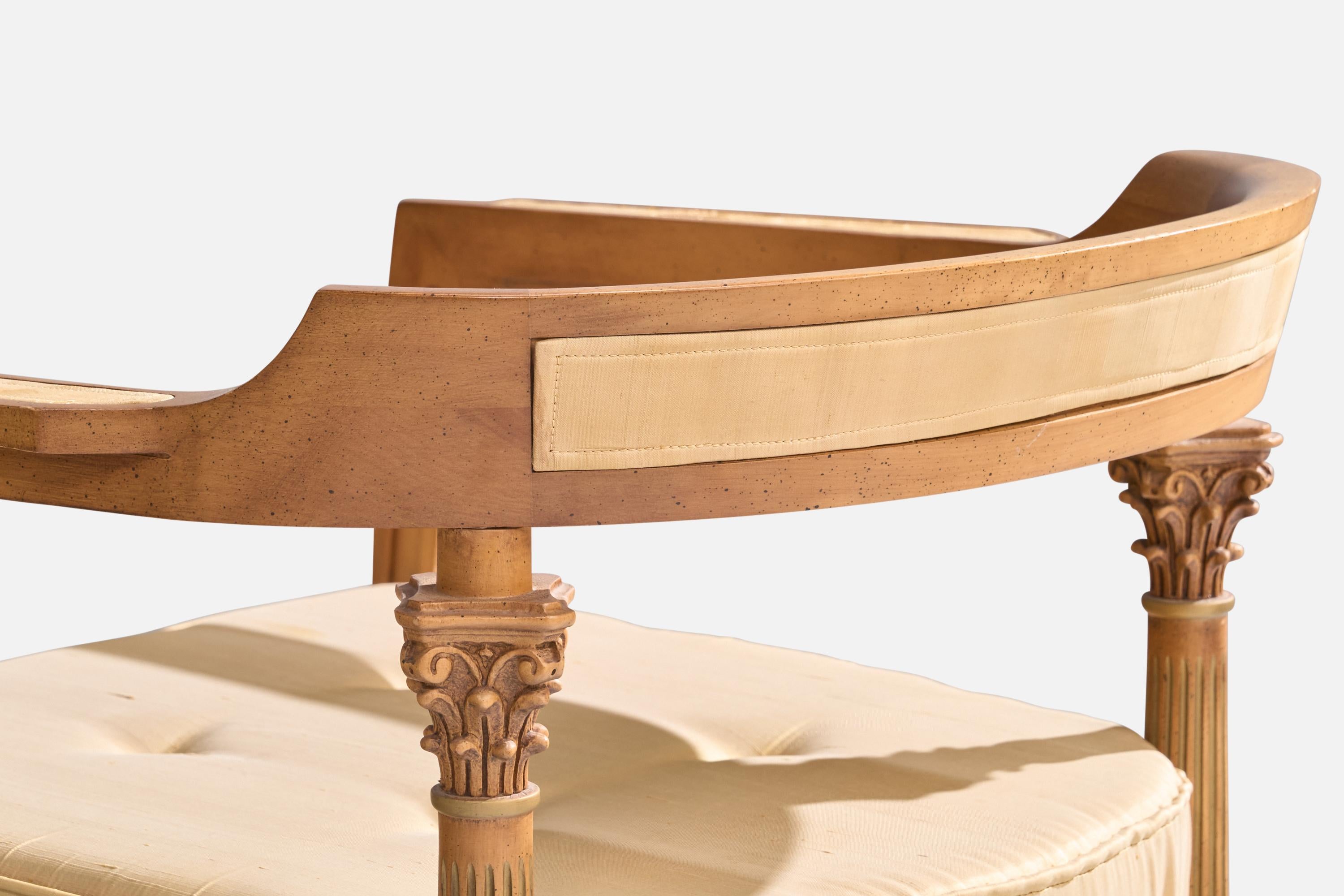 Amerikanische Designerin, Loungesessel, Holz, Stoff, USA, 1940er Jahre im Angebot 11