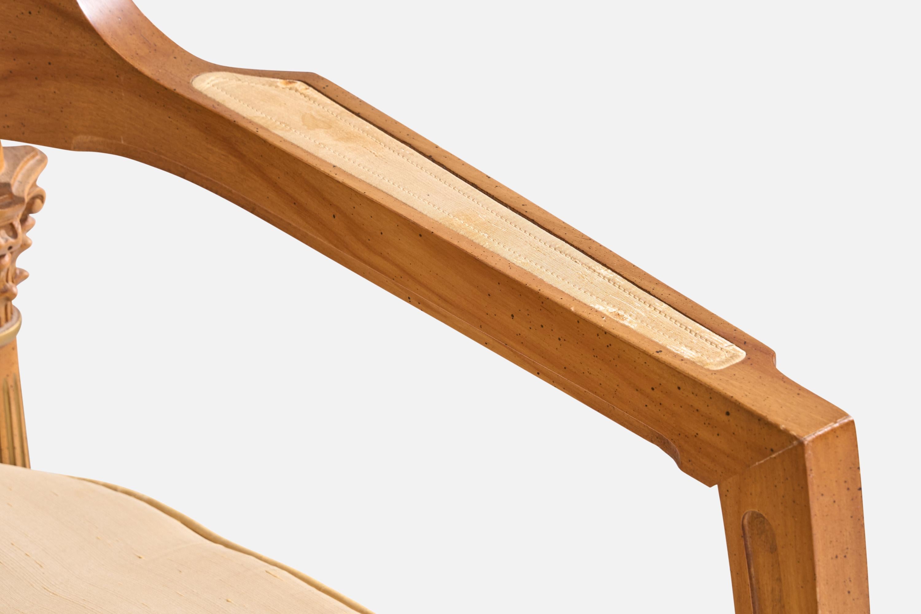 Amerikanische Designerin, Loungesessel, Holz, Stoff, USA, 1940er Jahre im Zustand „Gut“ im Angebot in High Point, NC