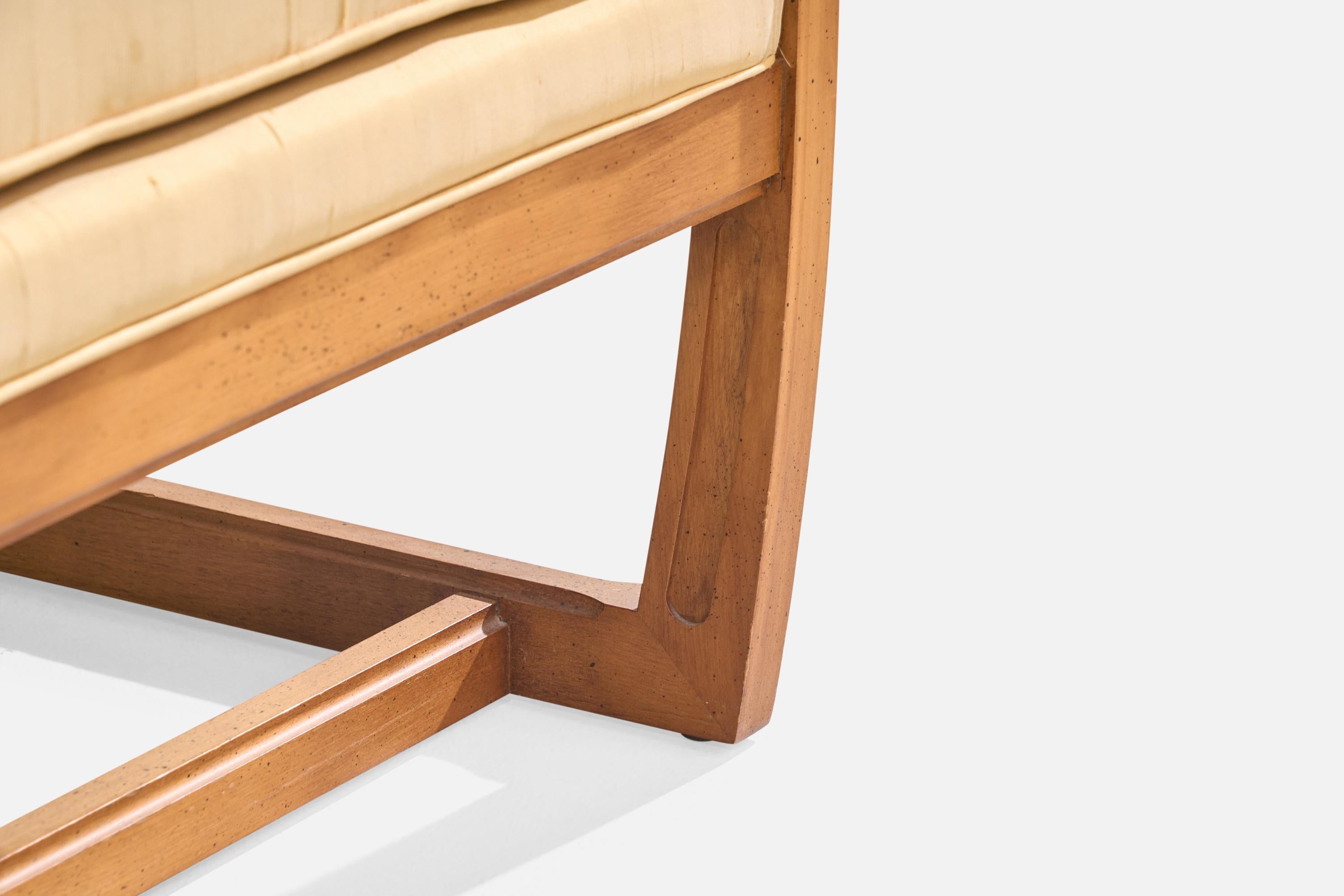 Amerikanische Designerin, Loungesessel, Holz, Stoff, USA, 1940er Jahre im Angebot 3