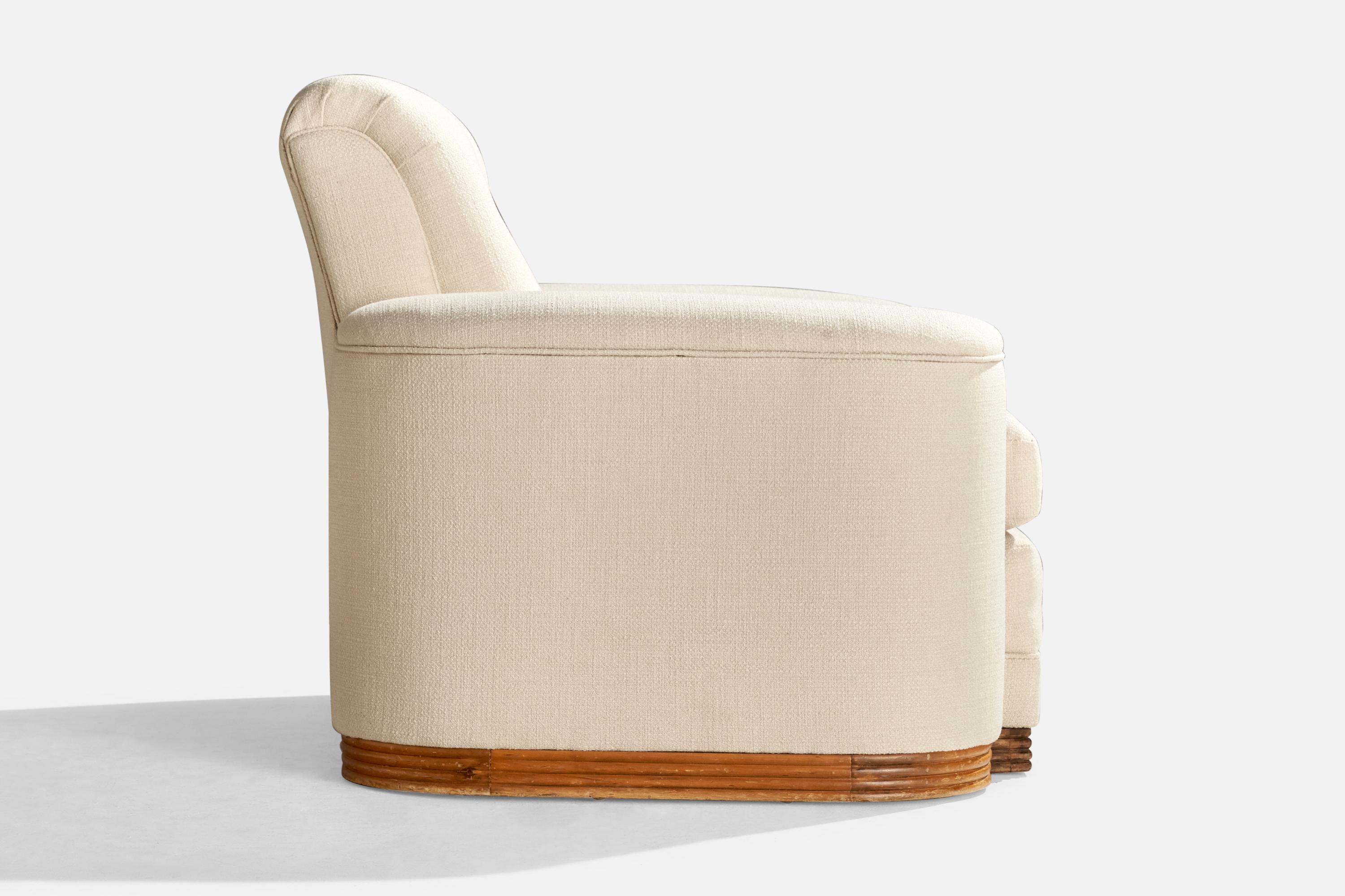 Mid-20th Century American Designer, Lounge Chairs, Wood, Fabric, USA, 1950s For Sale