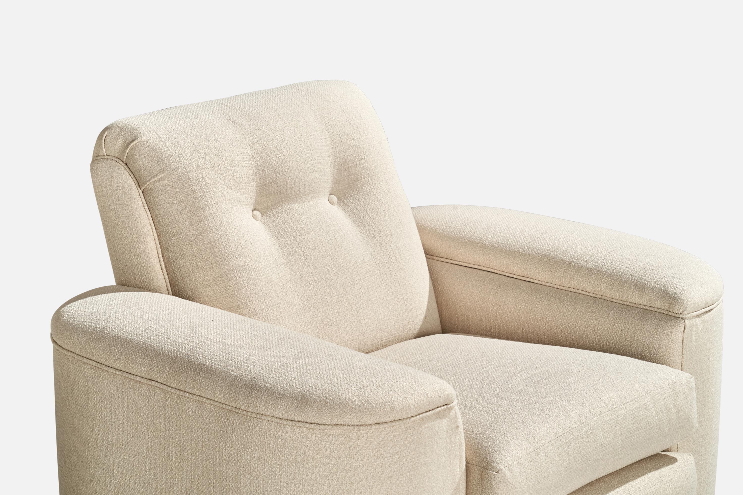 American Designer, Lounge Chairs, Wood, Fabric, USA, 1950s For Sale 1
