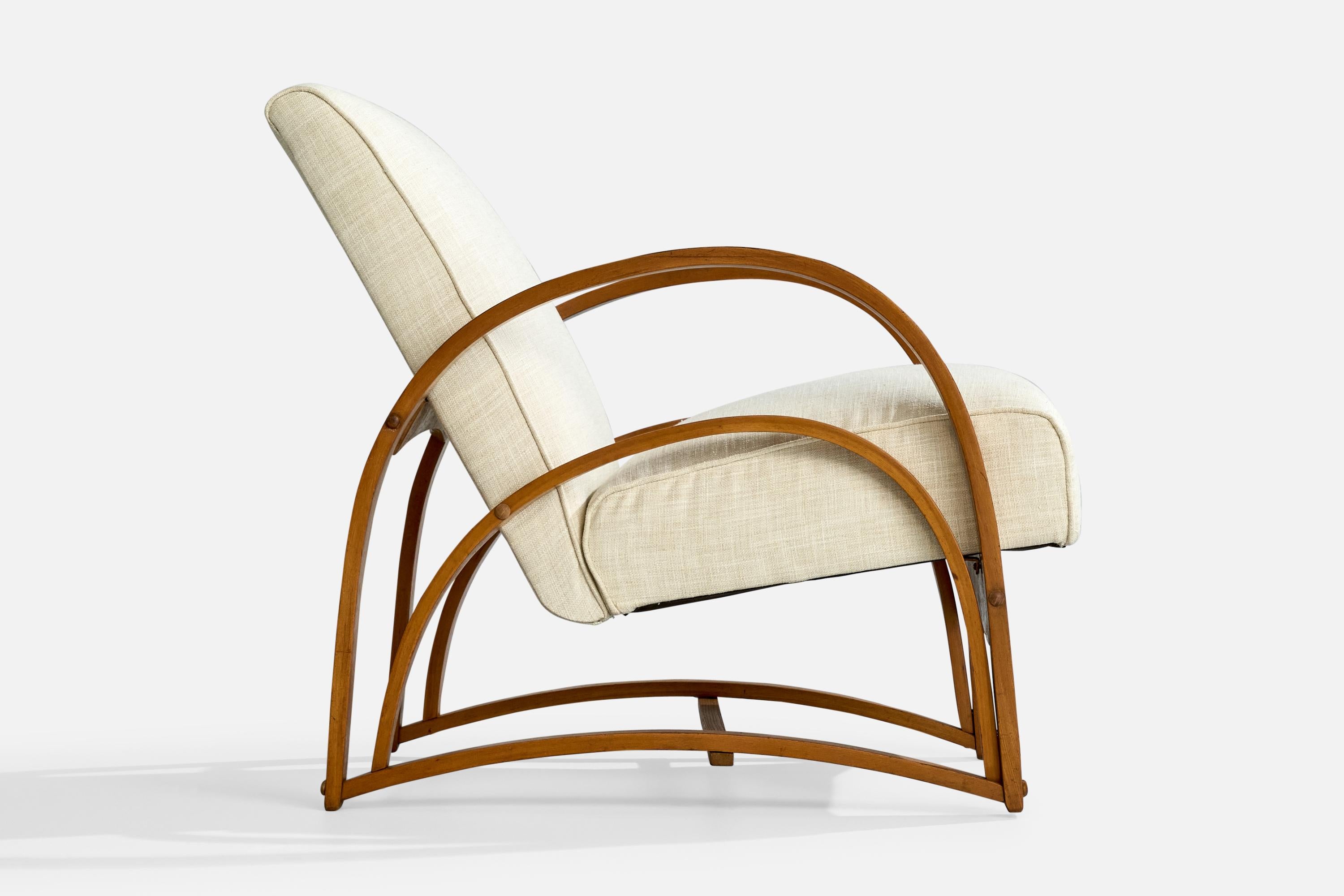 Tessuto Designer americano, Sedie da salotto, Wood, Fabrice, USA, anni '1950 in vendita