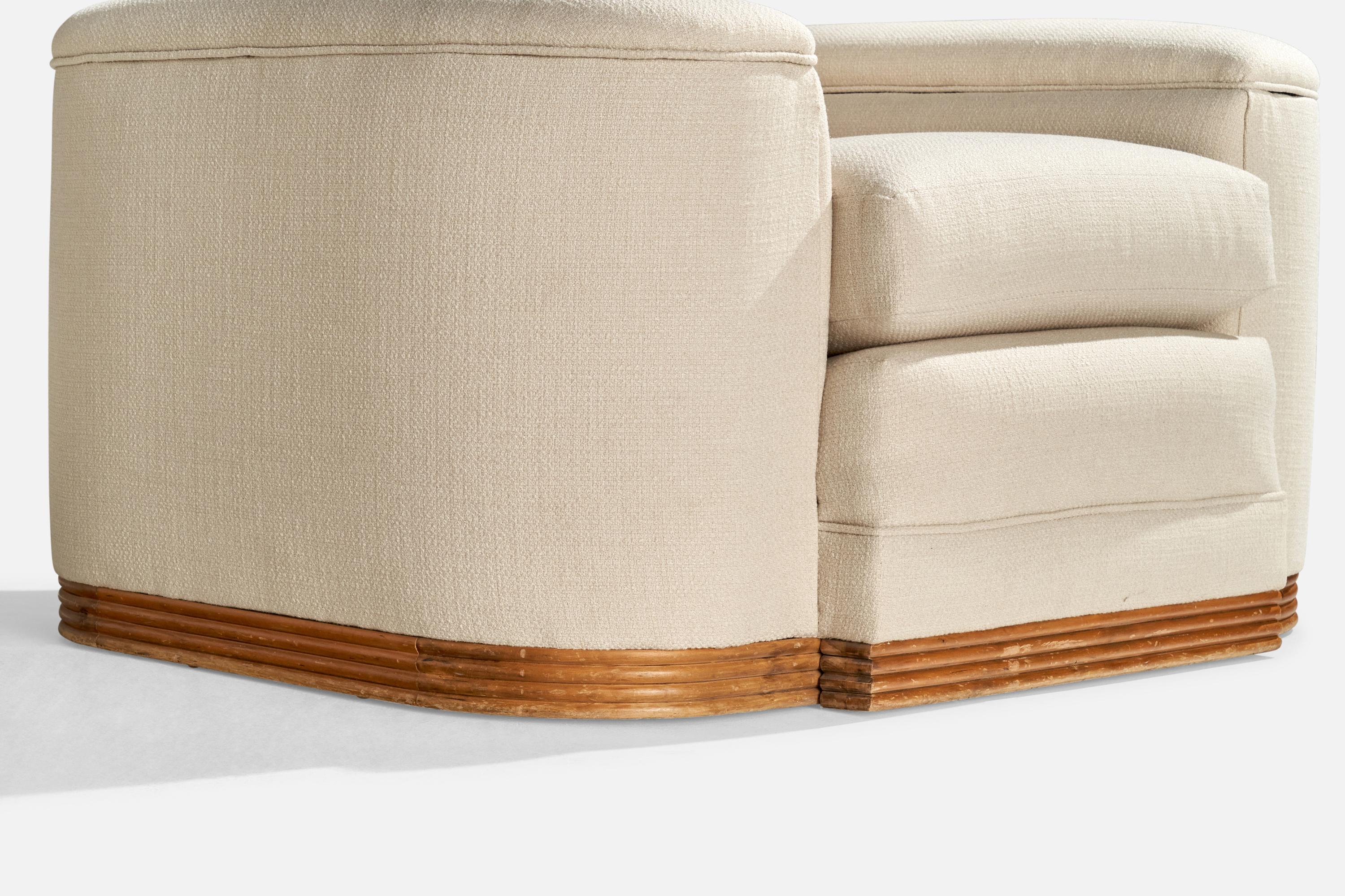 American Designer, Lounge Chairs, Wood, Fabric, USA, 1950s For Sale 4