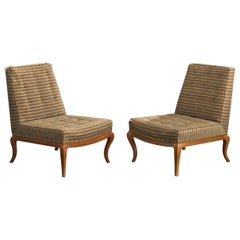 American Designer, Lounge Chairs, Wood, Fabric, USA, 1950s