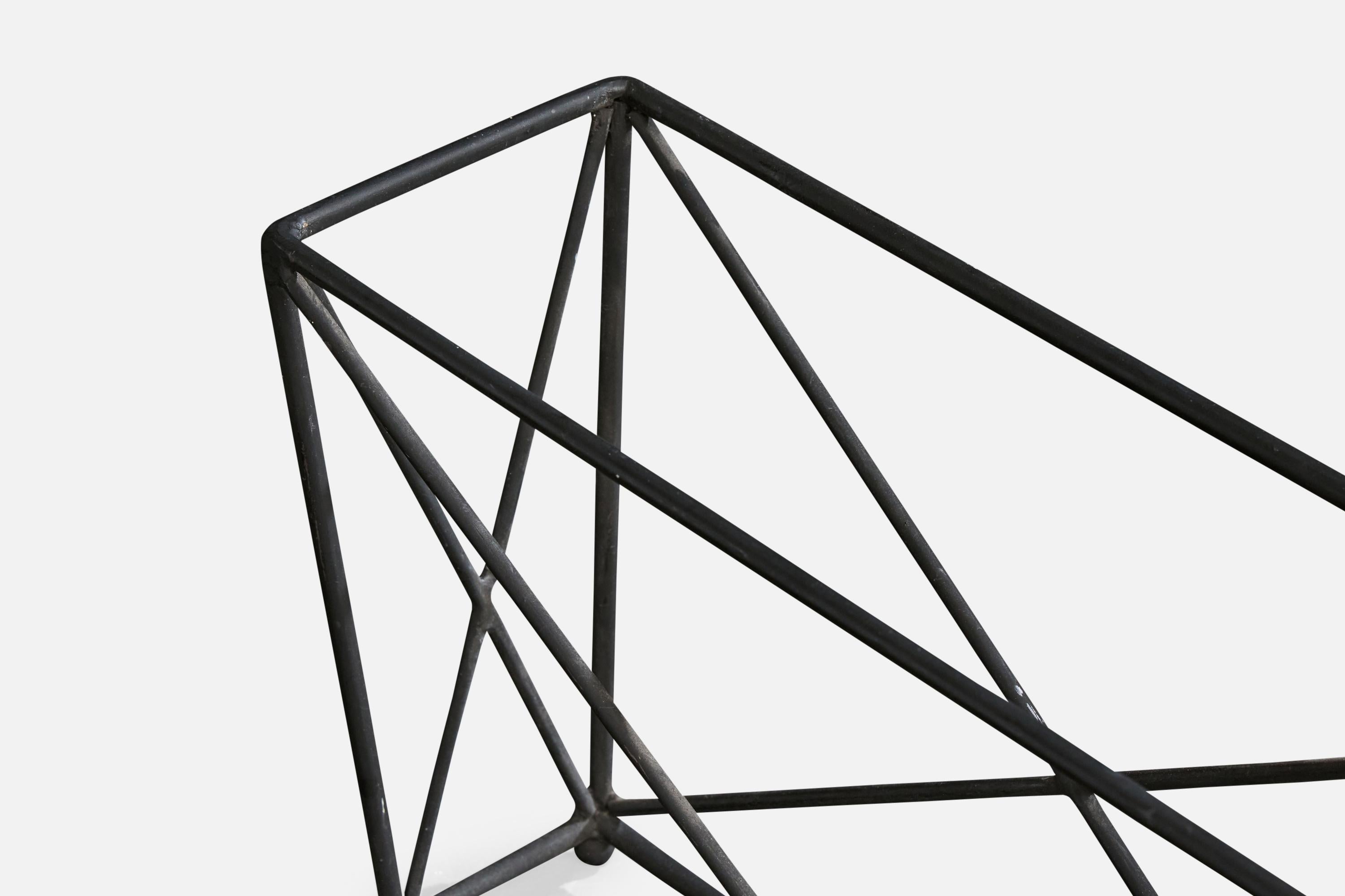 Mid-20th Century American designer, Magazine Stand, Iron, Wood, USA, 1950s For Sale