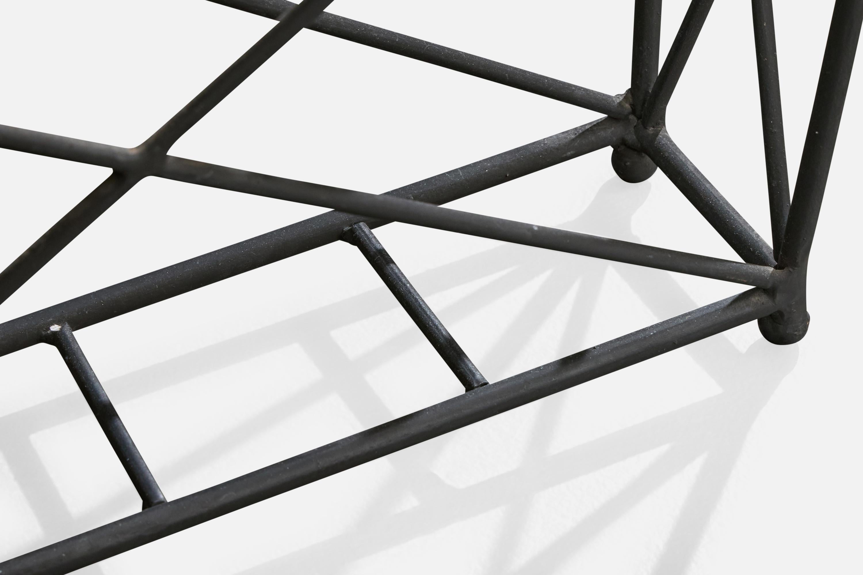 American designer, Magazine Stand, Iron, Wood, USA, 1950s For Sale 3