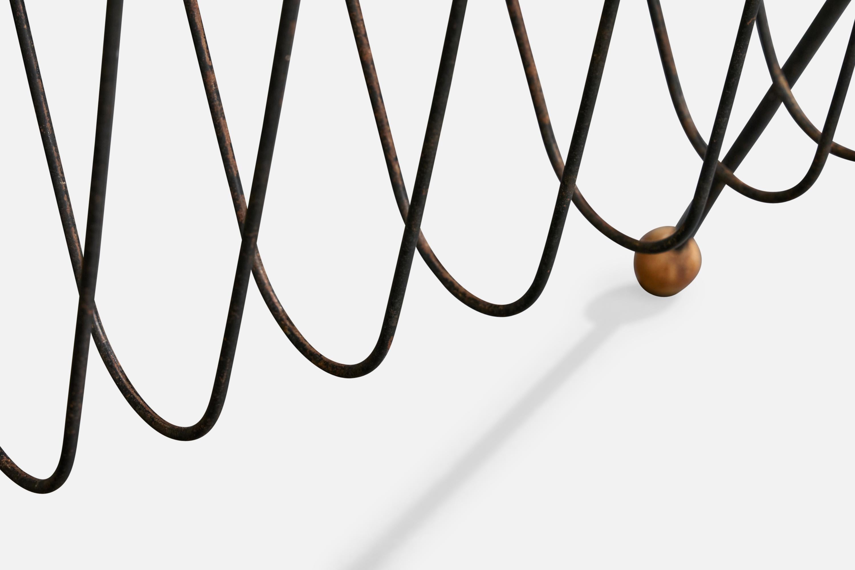 American designer, Magazine Stand, Iron, Wood, USA, 1950s For Sale 4