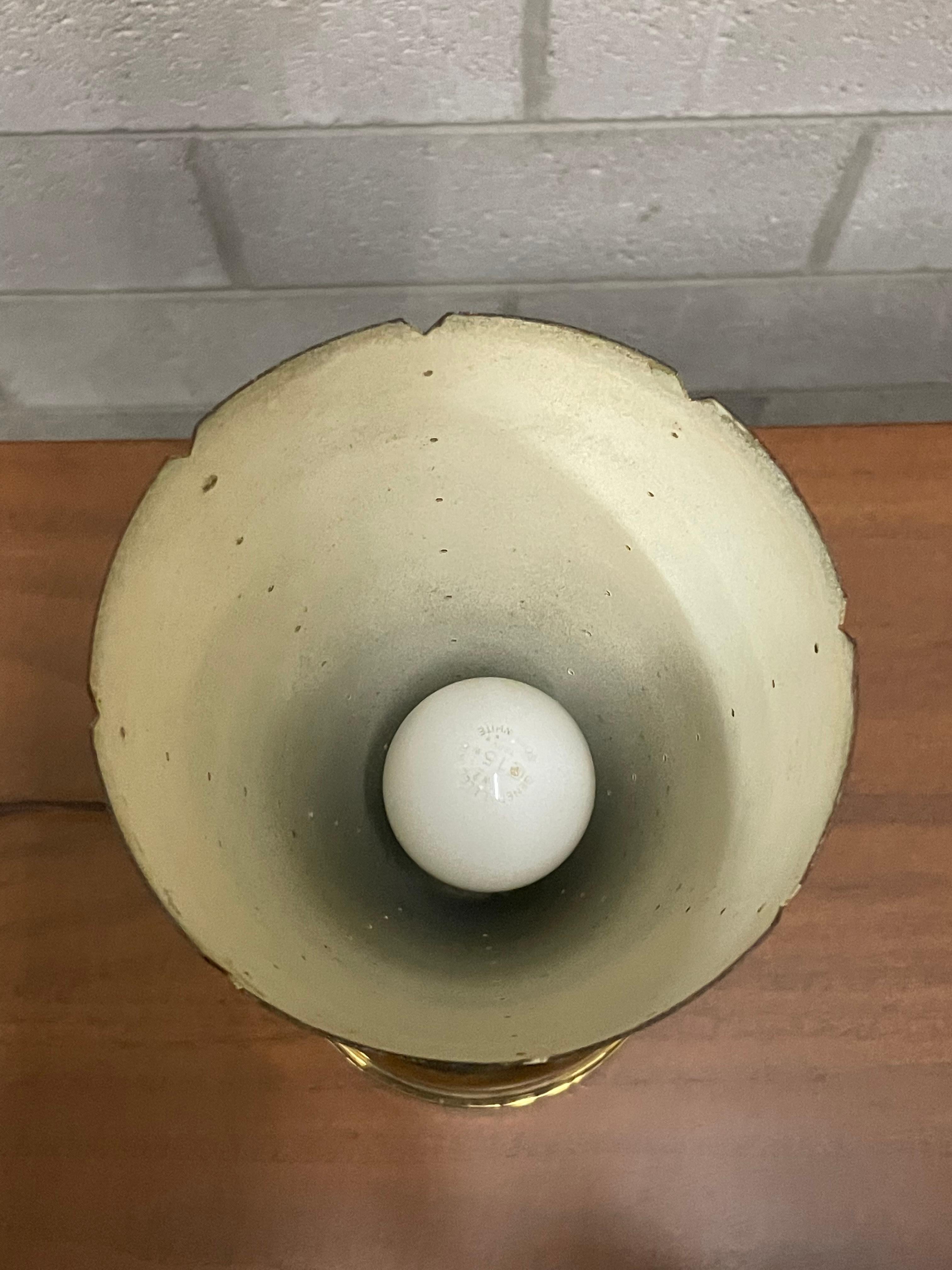 American Designer Modernist Brass Lamp with Pierced Cone Shade For Sale 1