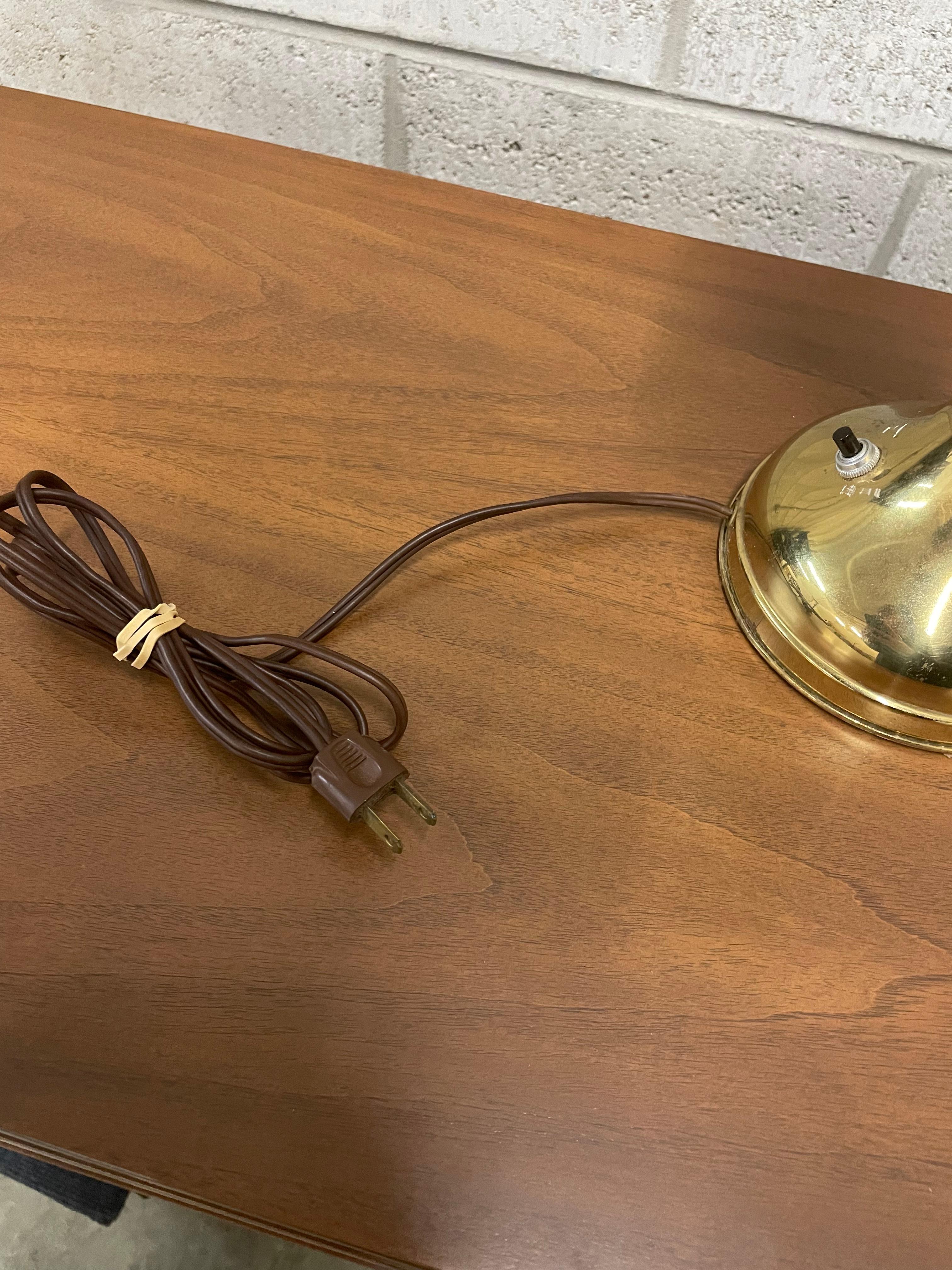 American Designer Modernist Brass Lamp with Pierced Cone Shade For Sale 4