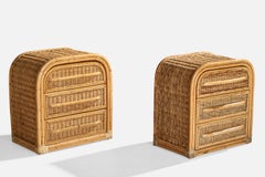 American Designer, Nightstands, Rattan, Bamboo, USA, 1980s