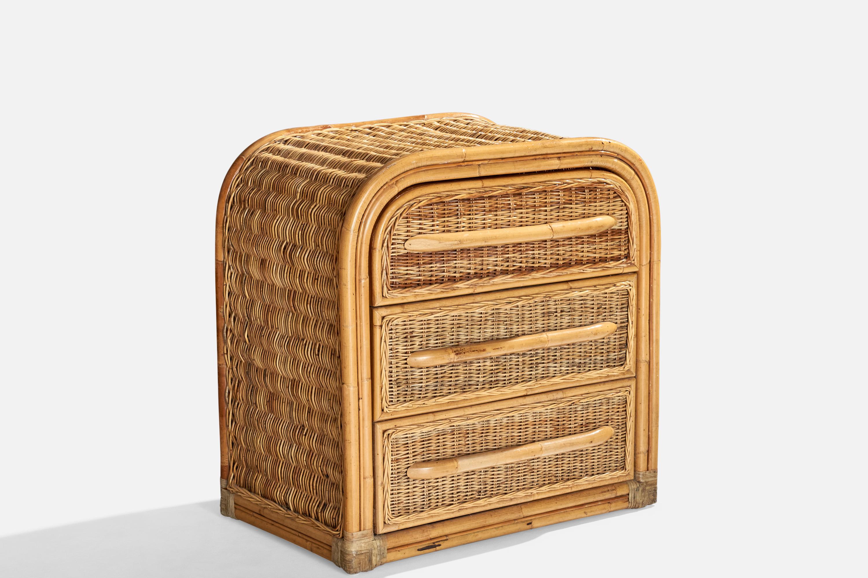Late 20th Century American Designer, Nightstands, Rattan, Bamboo, USA, 1980s For Sale