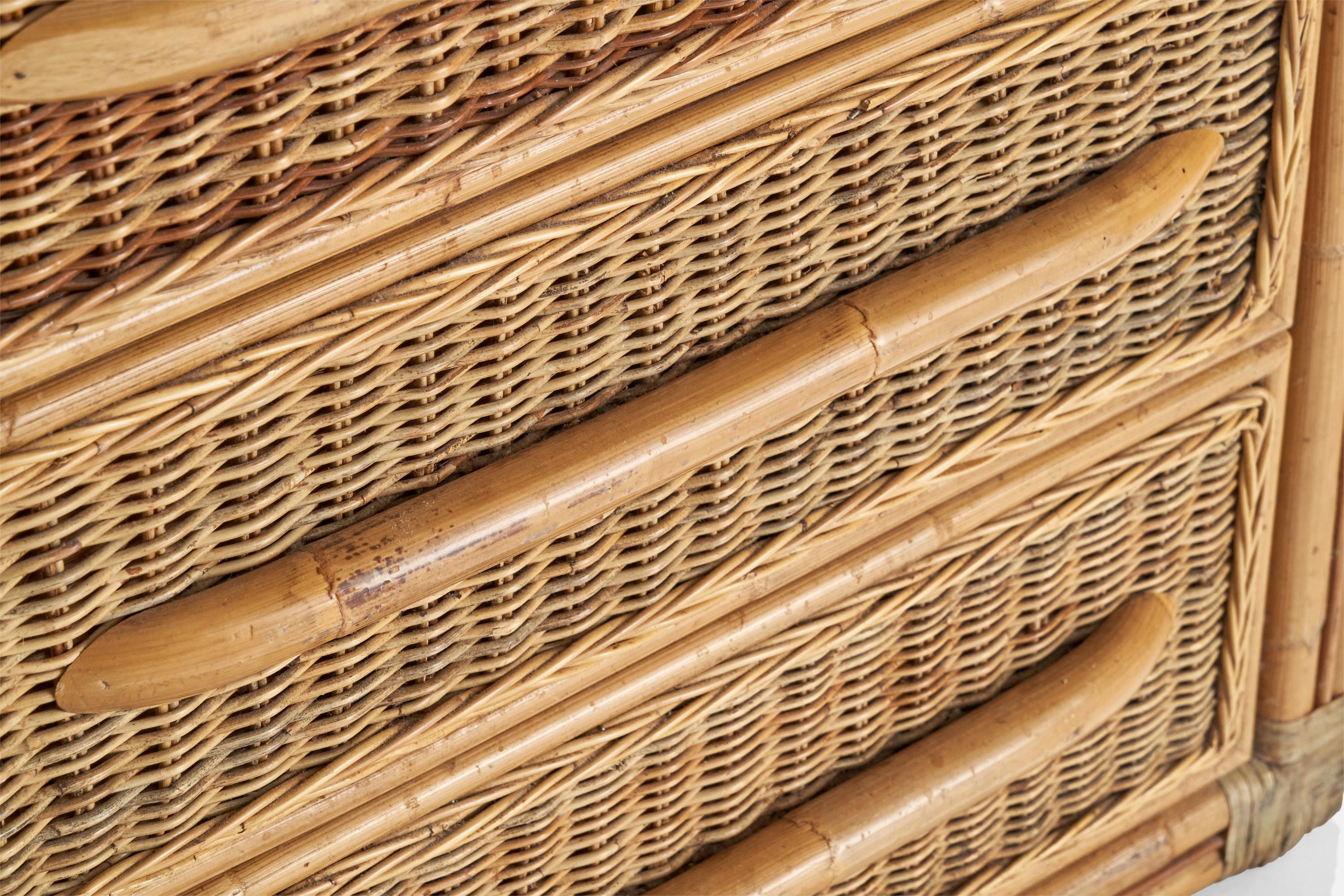 American Designer, Nightstands, Rattan, Bamboo, USA, 1980s For Sale 3