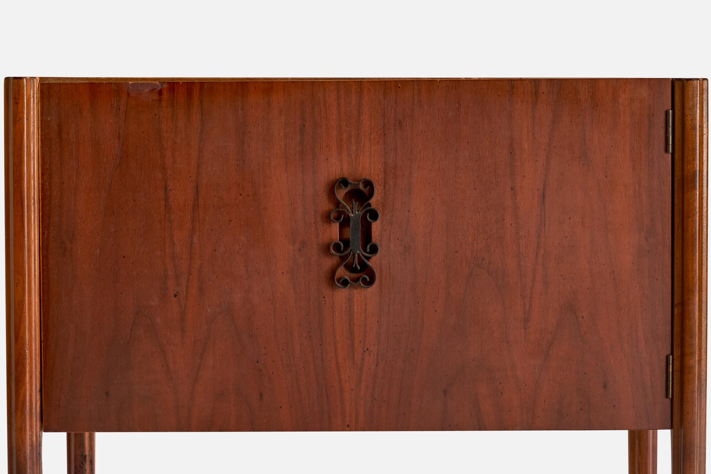 American Designer, Nightstands, Walnut, Iron, USA, 1950s 5