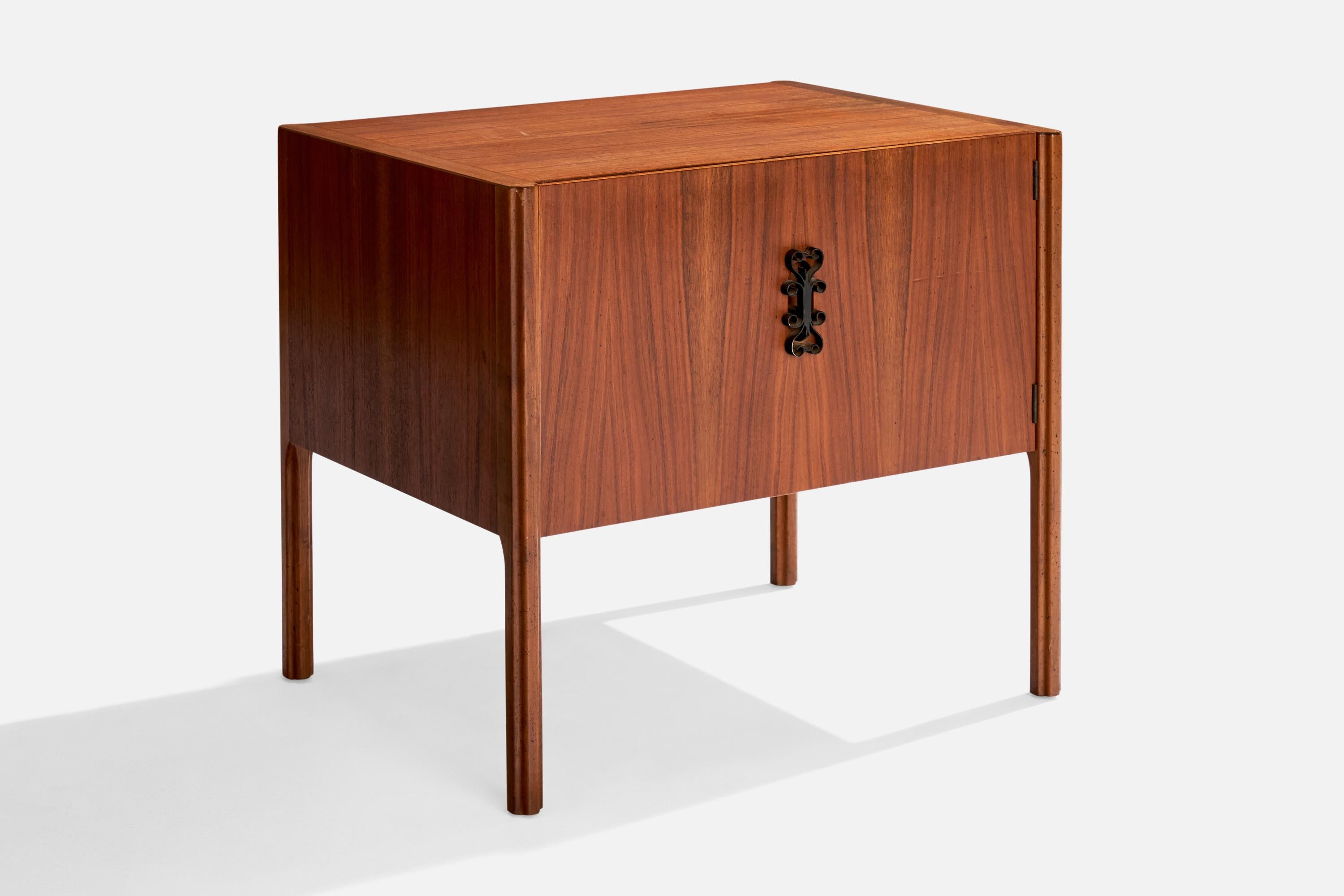 American Designer, Nightstands, Walnut, Iron, USA, 1950s 2