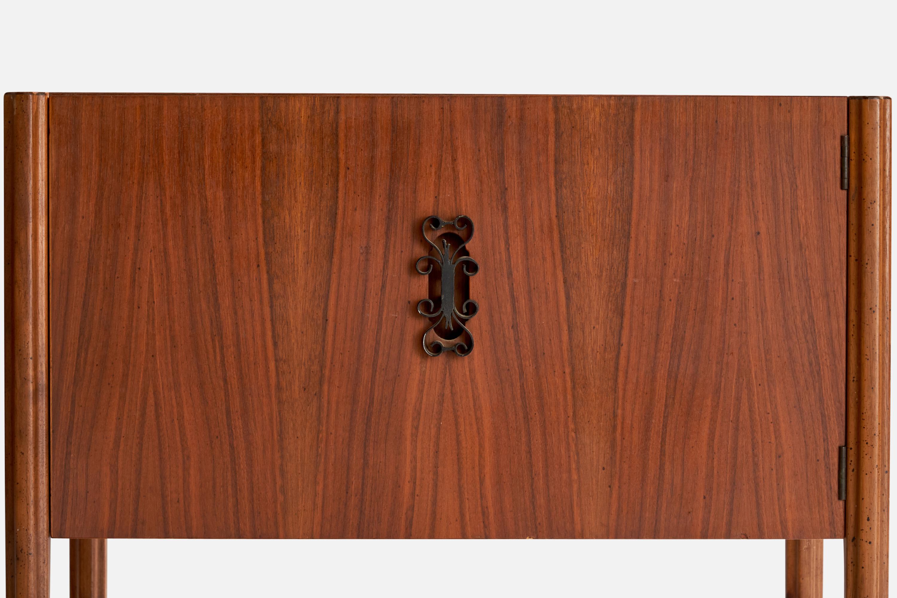 American Designer, Nightstands, Walnut, Iron, USA, 1950s 4