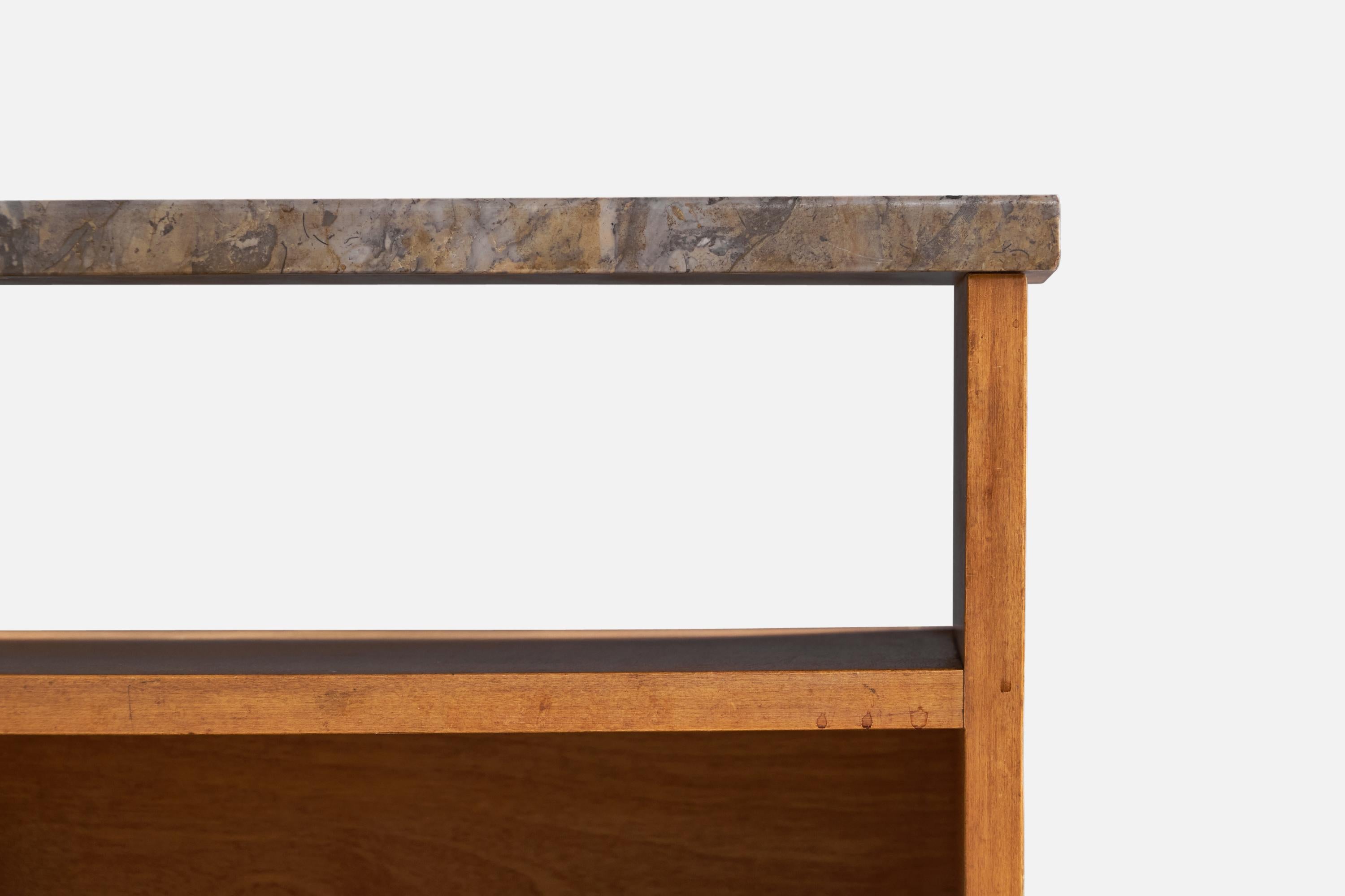 Mid-20th Century American Designer, Nightstands, Walnut, Marble, USA, 1950s For Sale