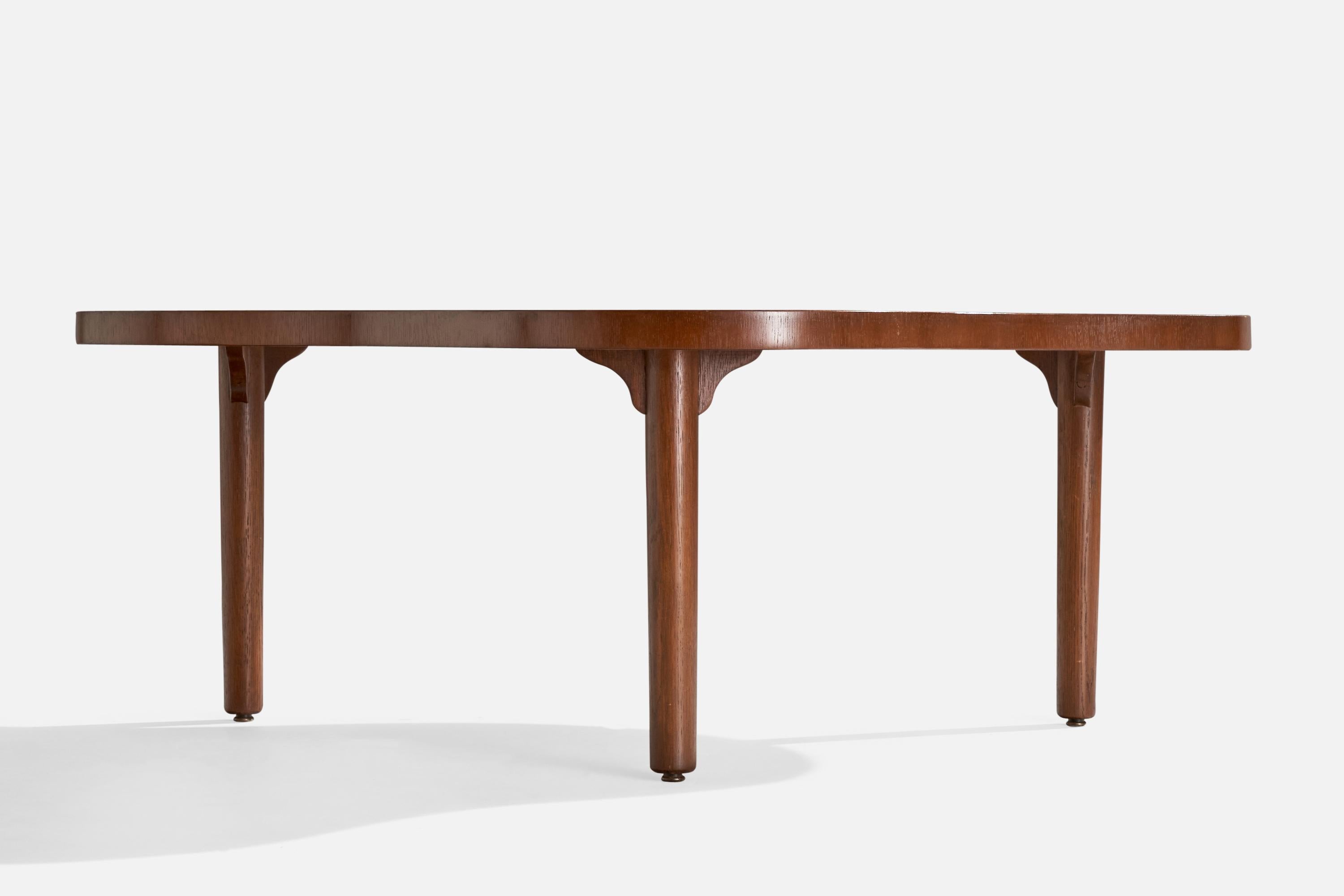 Américain Designer américain, table basse organique, noyer, Oak, États-Unis, années 1960 en vente