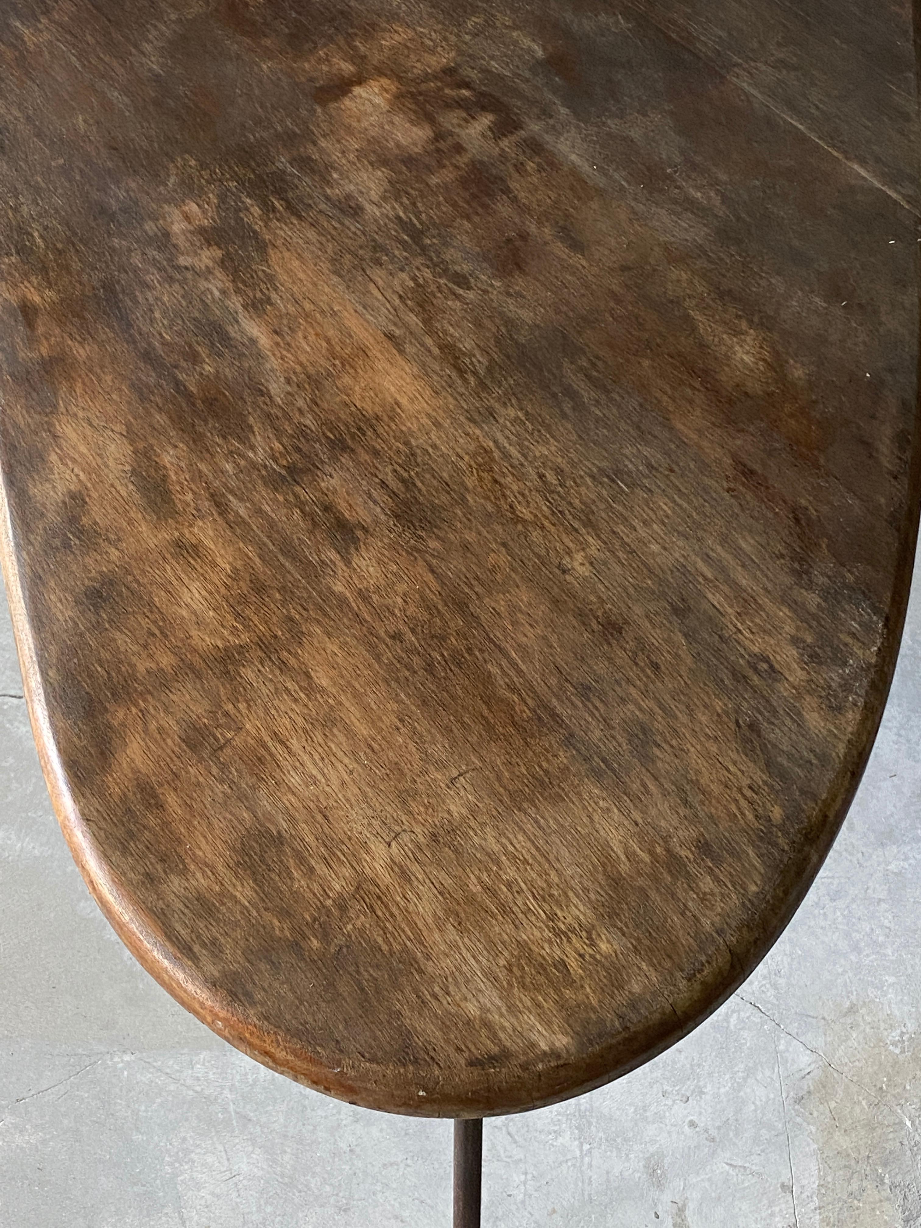 reid oval brown wood storage desk