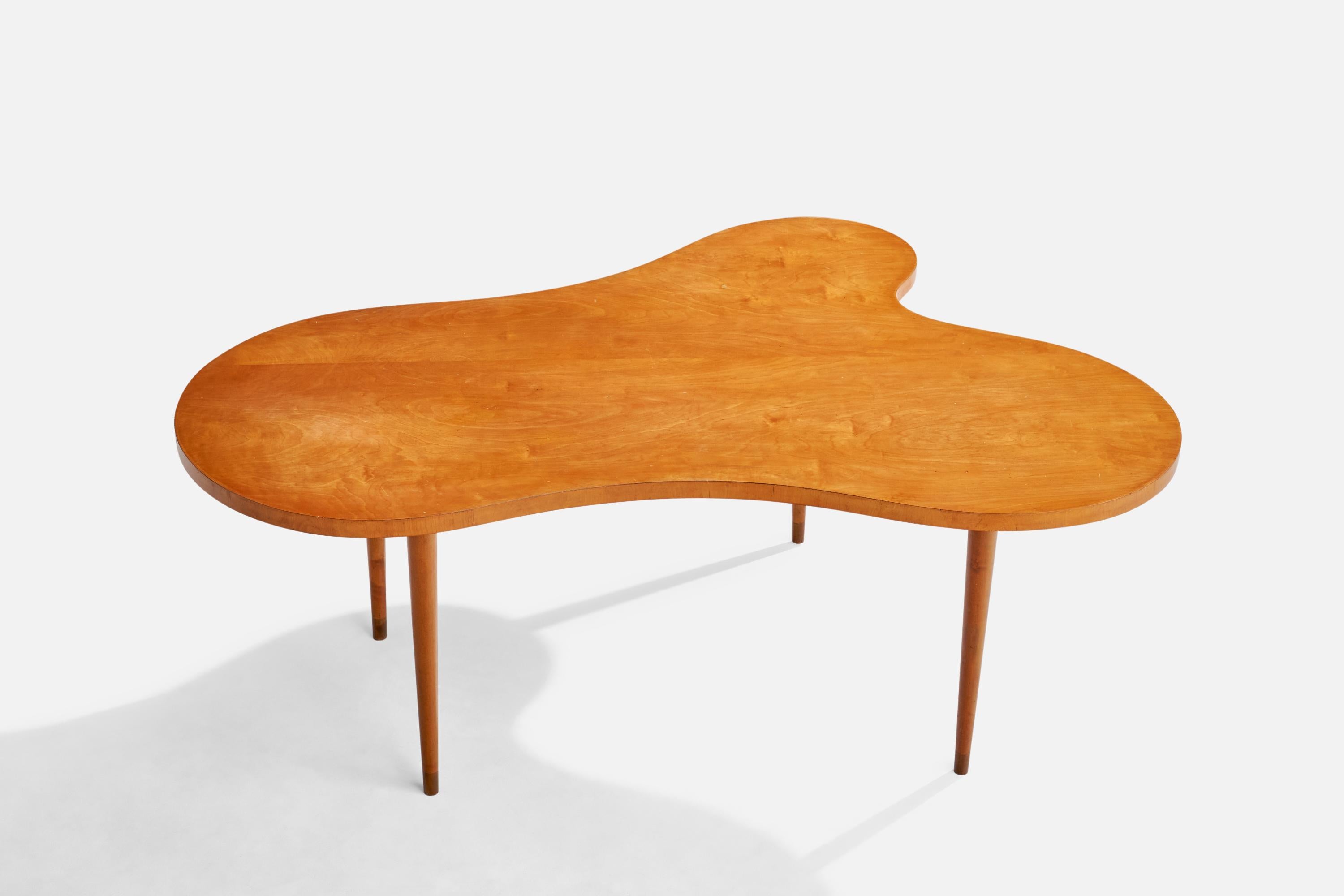 Mid-Century Modern Edmond Spence, table organique, bouleau, Suède, années 1950 en vente