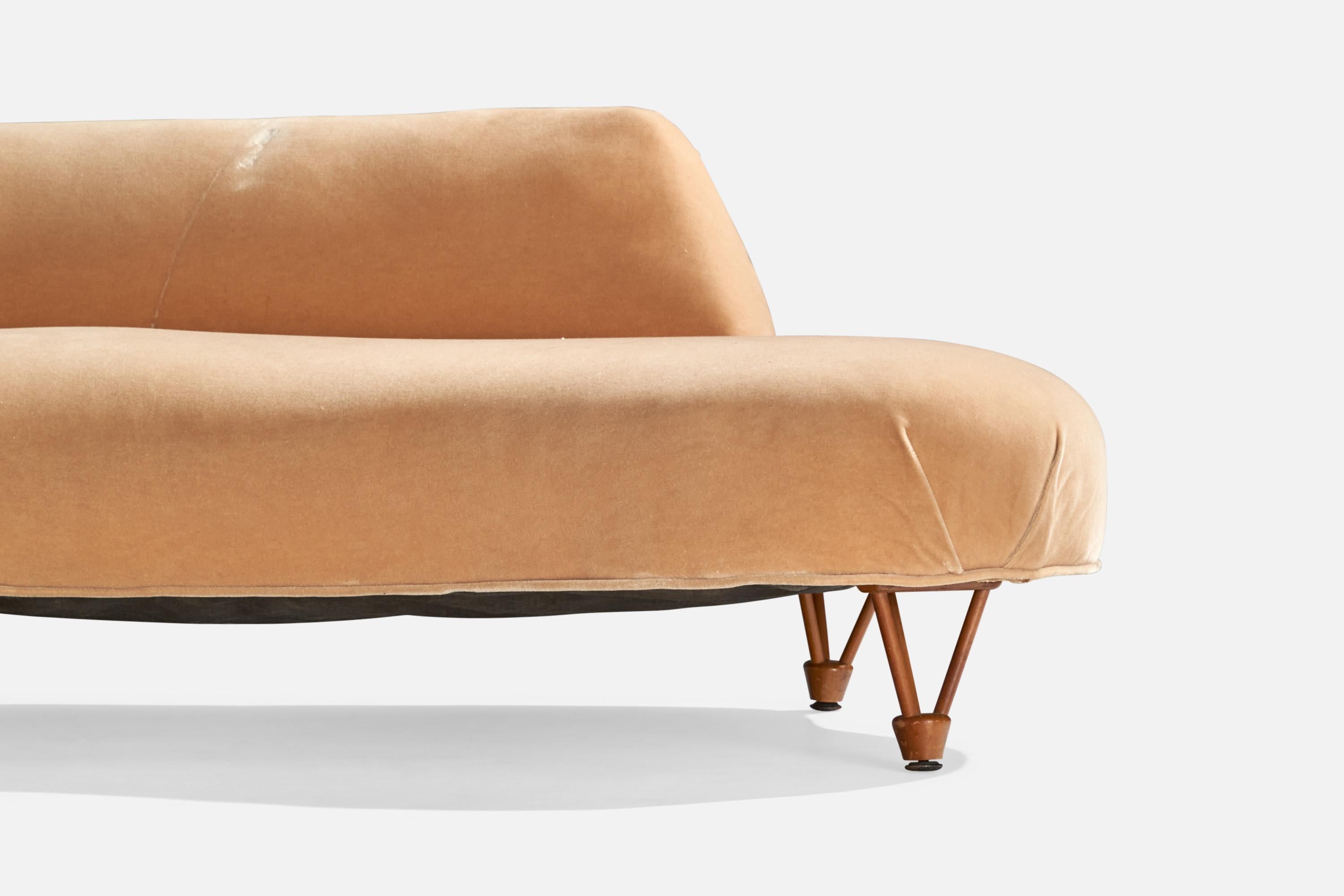 American Designer, Sofá orgánico, Terciopelo, Caoba, EE.UU., Años 60 mediados del siglo XX en venta