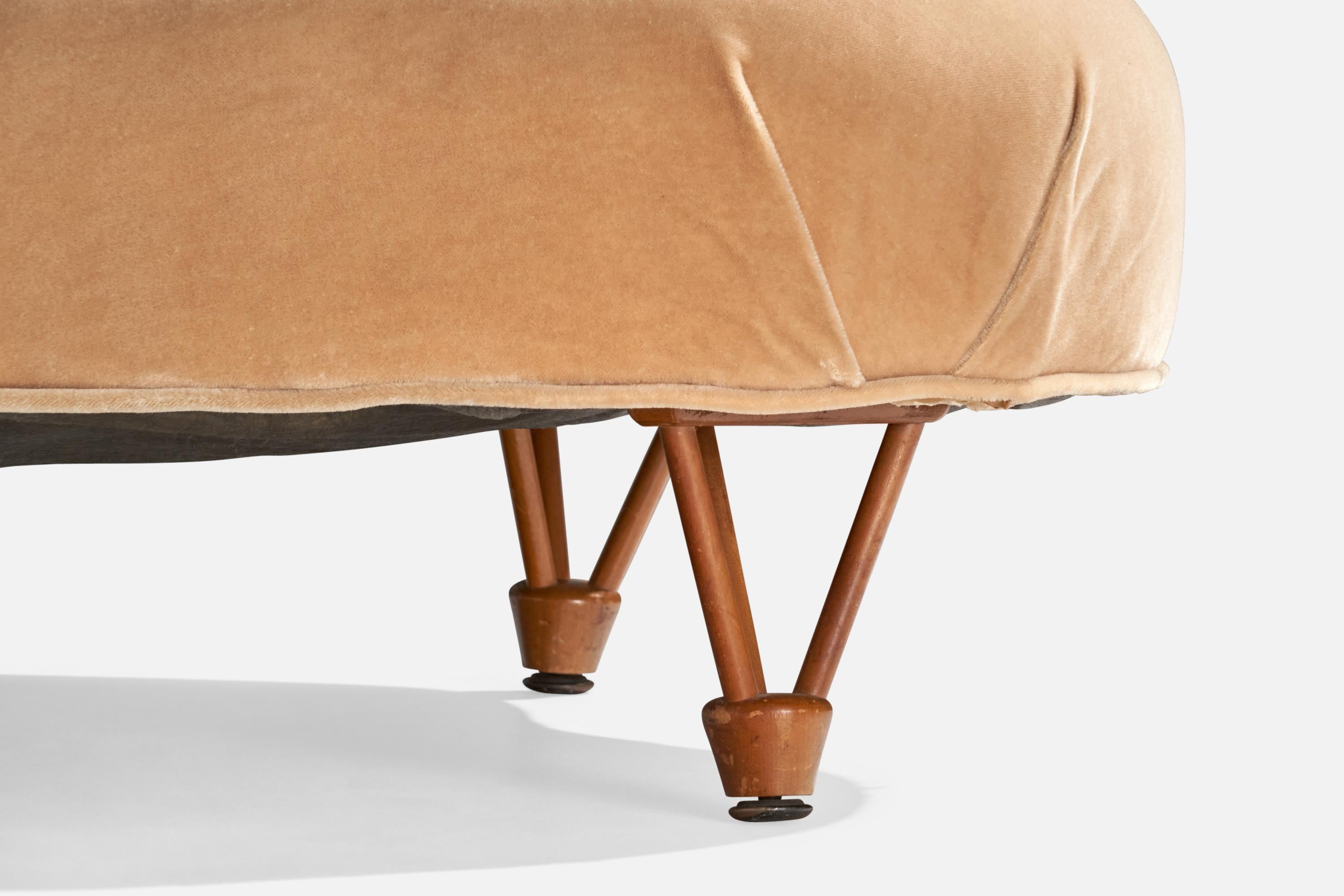 American Designer, Sofá orgánico, Terciopelo, Caoba, EE.UU., Años 60 en venta 1